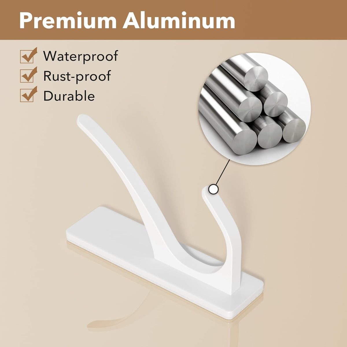 Self Adhesive Coat Hooks for Hanging, Heavy Duty Stainless Double Wall Hook for Towel, Backpack