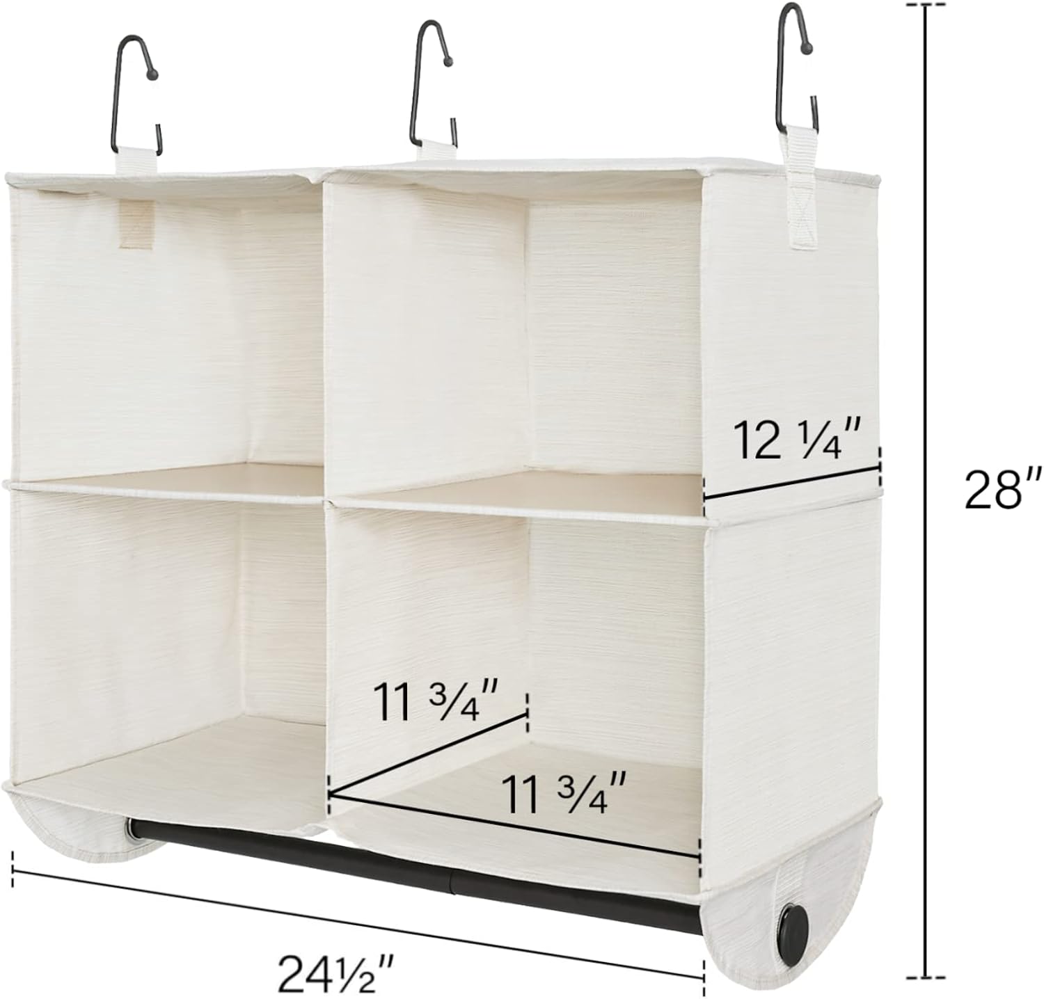 StorageWorks Hanging Closet Organizer with Metal Rod, 4-Section Closet Organizers and Storage