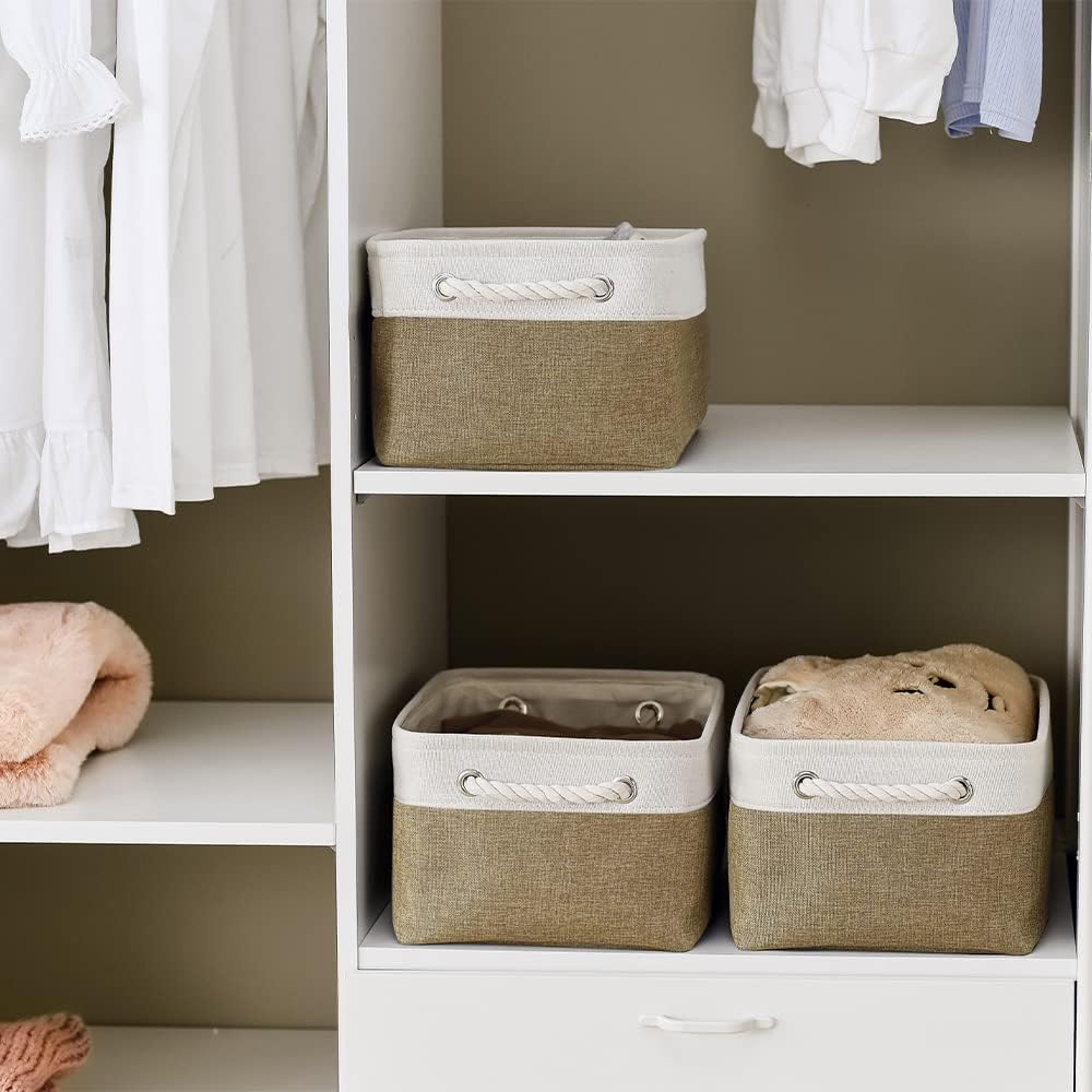 TheWarmHome Storage Basket for Organizing - 14x10x7 inch Medium 3 Pack Collapsible Storage Bin for