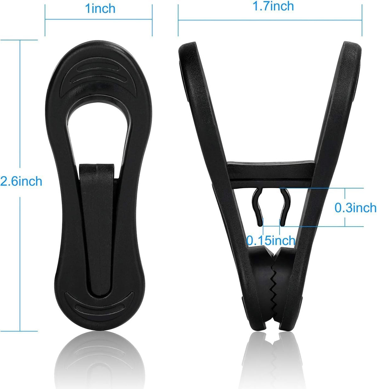 Tinfol 50pc Plastic Coat Hanger Clips, Black Strong Pinch Grip Finger Clips for Skirt Pant Hangers