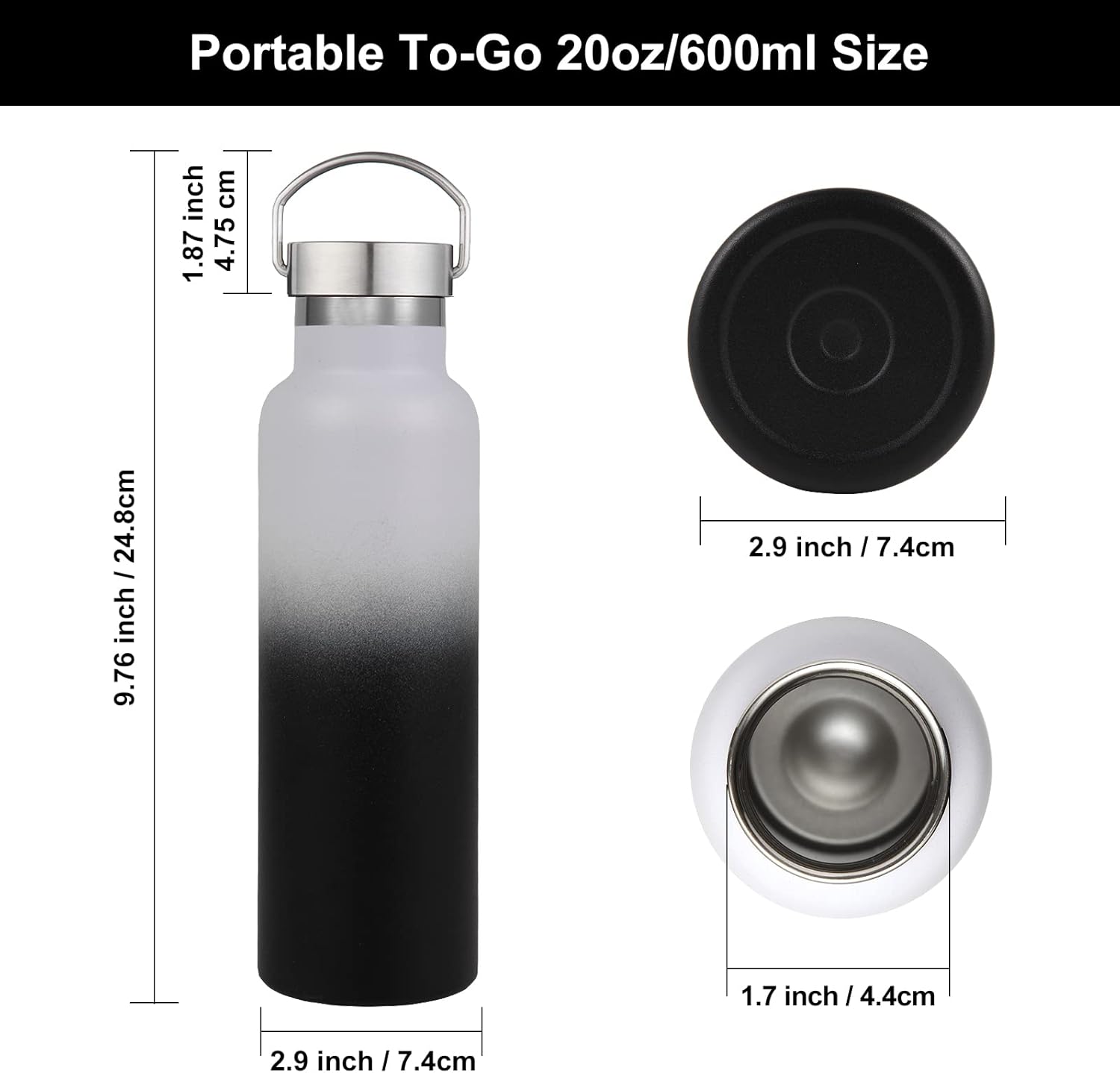 Neihepal Gradient Stainless Steel Water Bottles,20 Ounce Vacuum Insulated Double Wall Travel Bottle