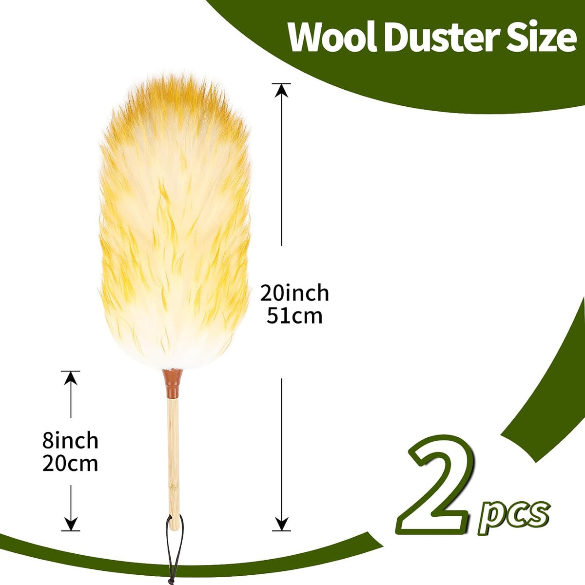 Natural Lambswool Duster 20 Inch Handheld with Wooden Handle Duster Dusting Tool for Blinds