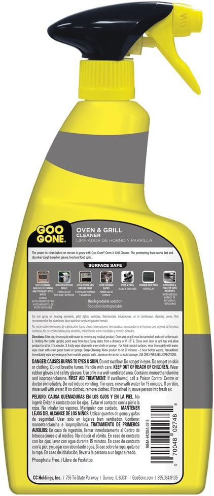 Goo Gone Oven and Grill Cleaner - 28 Ounce - Removes Tough Baked On Grease and Food Spills Surface