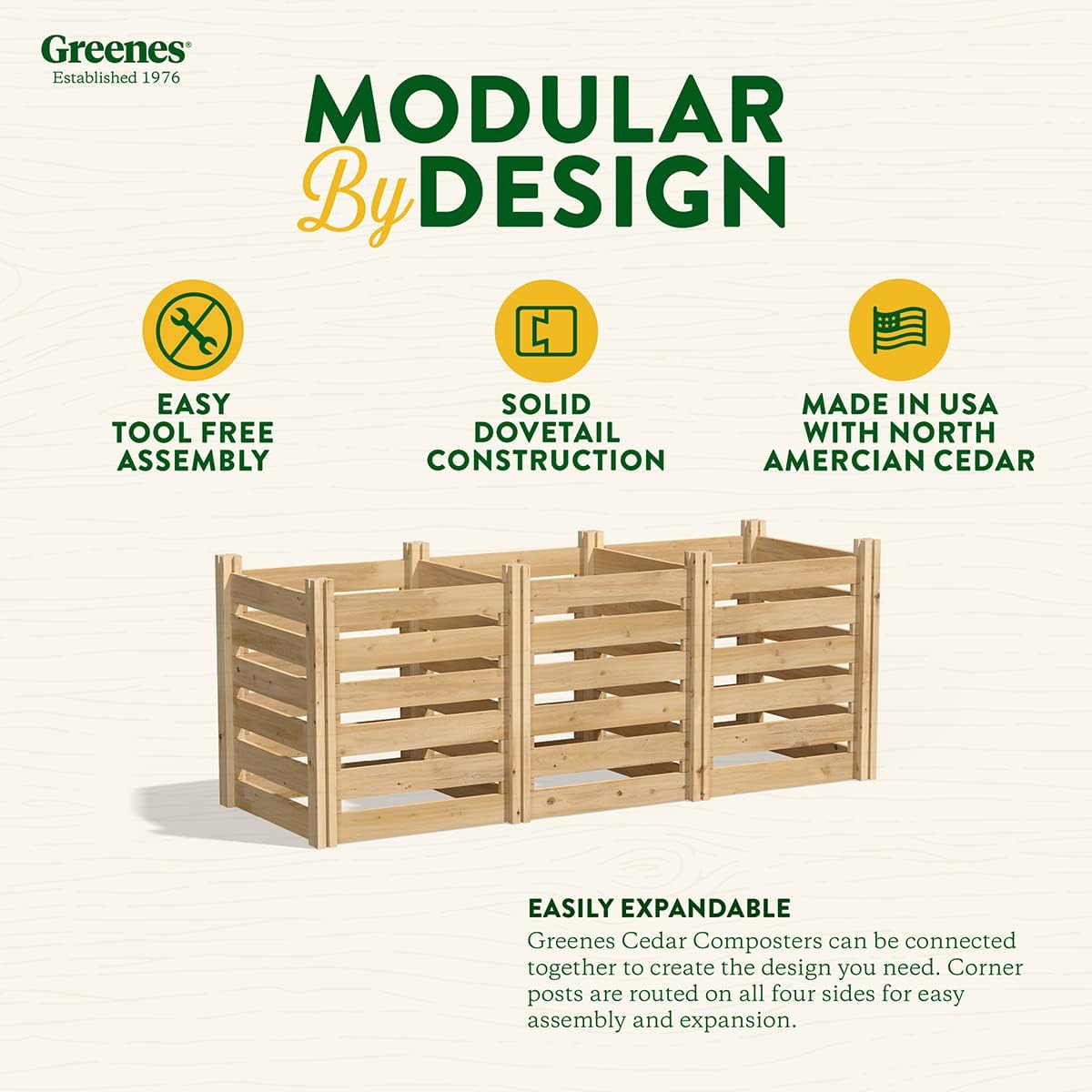 Greenes Fence Cedar Wood Composter, 24" W x 24" L x 31" H / 77.3 Gallons - Made in USA with North