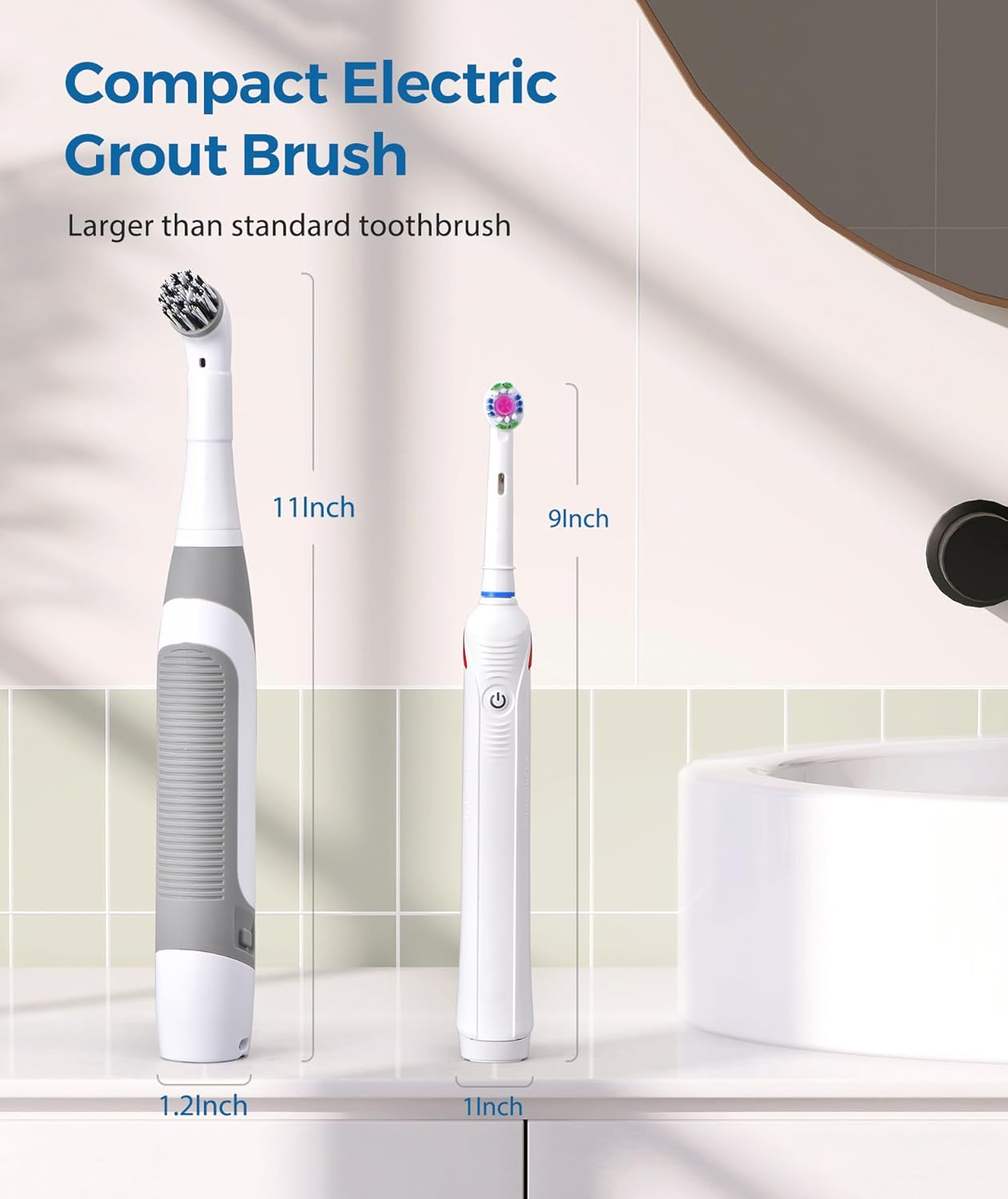 kHelfer Electric Cleaning Brush with Battery Power, KH6A Small Electric Grout Brush&5 Replacement