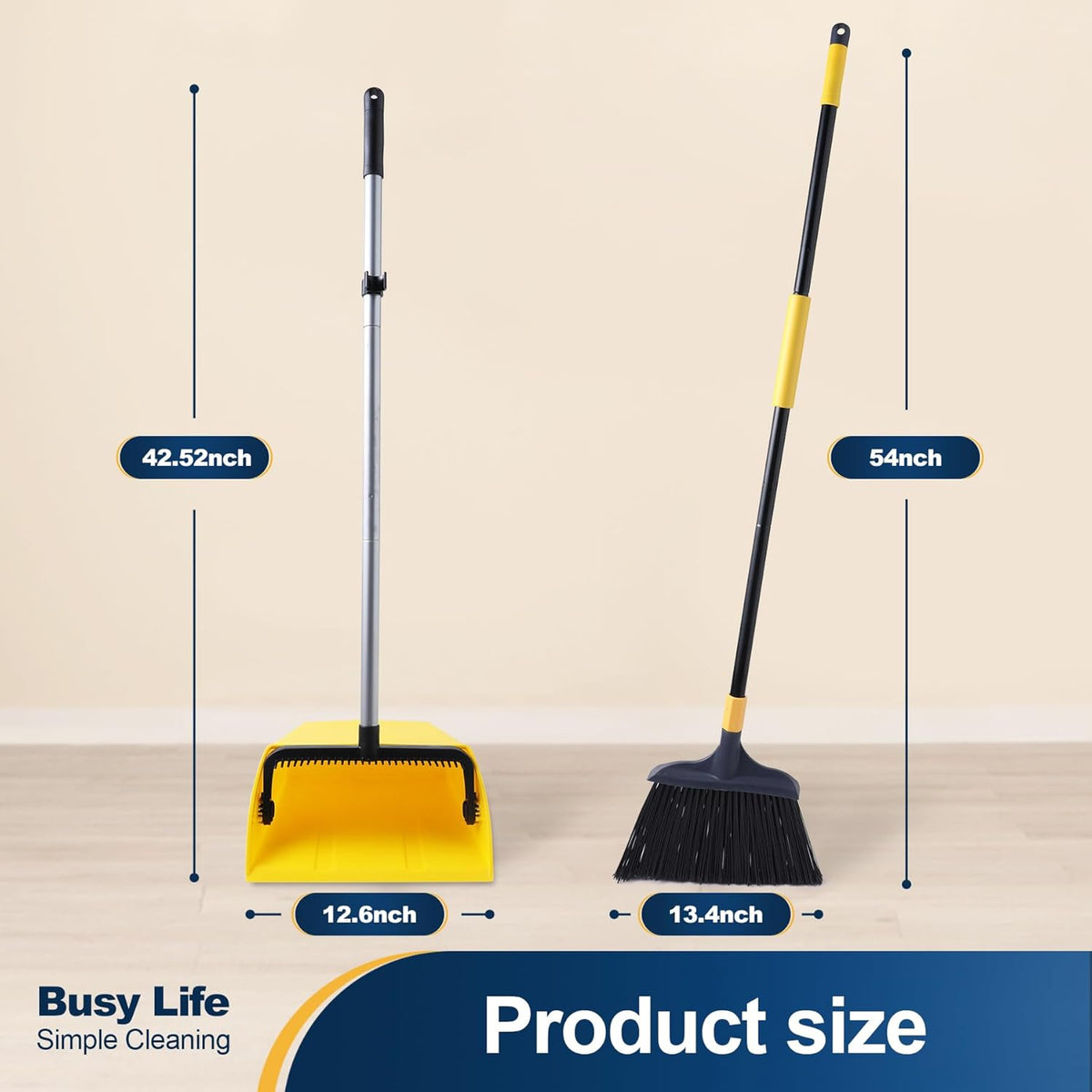 Yocada Commercial Broom and Dustpan Set with Comb Commercial Outdoor Indoor for Courtyard Garage