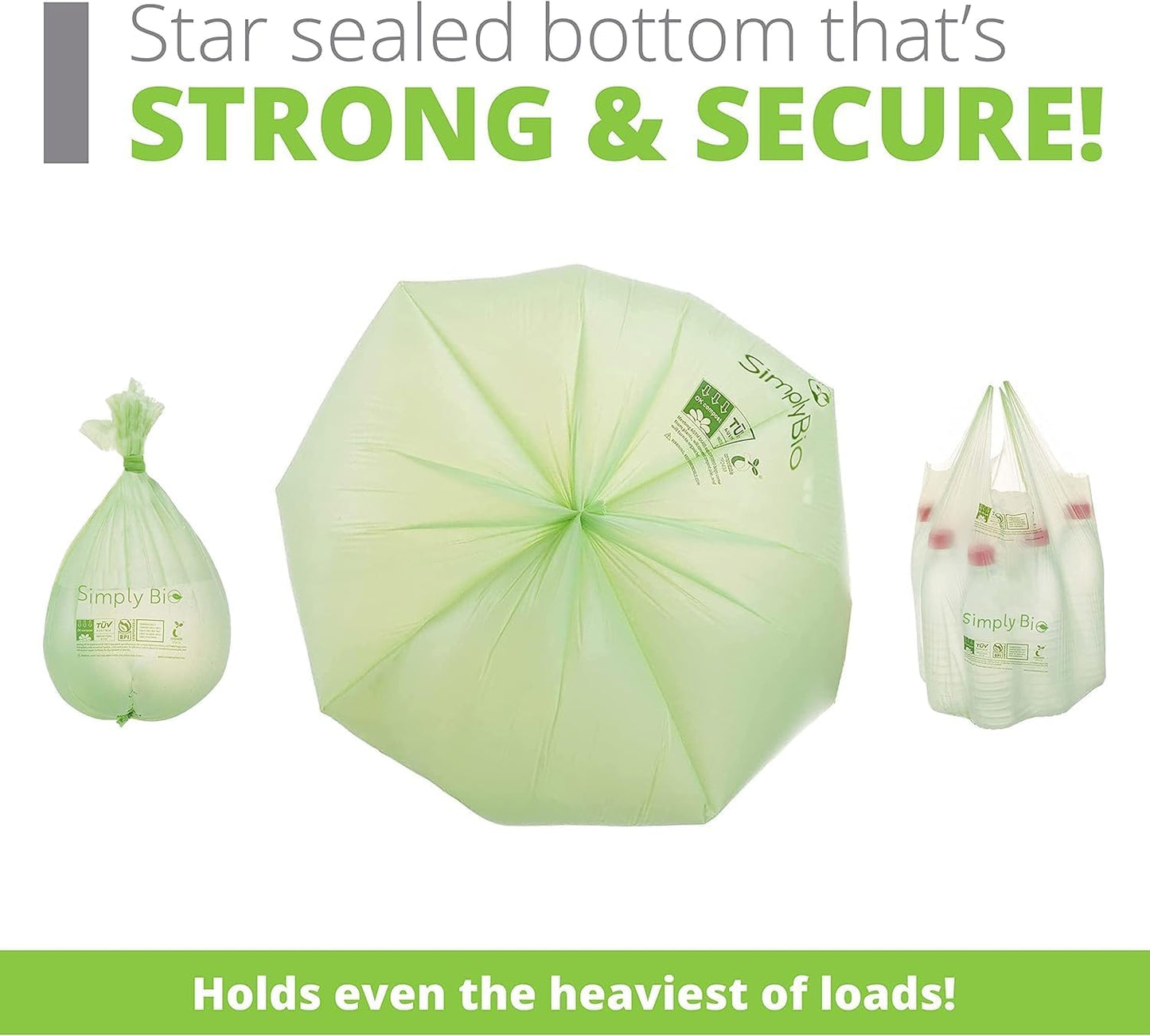 3 Gallon Compostable Trash Bags with Handle-Tie, Thick 0.67 Mil, 11.36 Liter, 80 Bags, Small