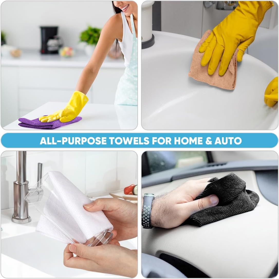 AIDEA Microfiber Cleaning Cloth Roll, 50PK, Reusable Paper Towels Tear Away Cloth, Microfiber