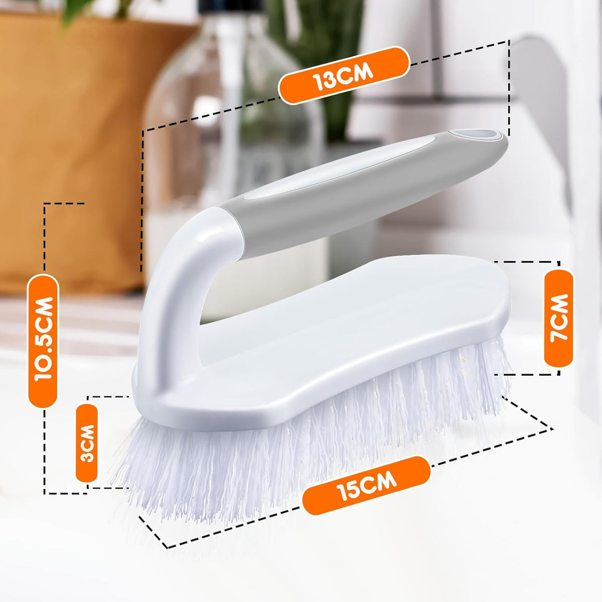 Lallisa 12 Pcs Scrub Brush for Cleaning with Handle Comfortable to Grip Heavy-Duty Flexible Stiff