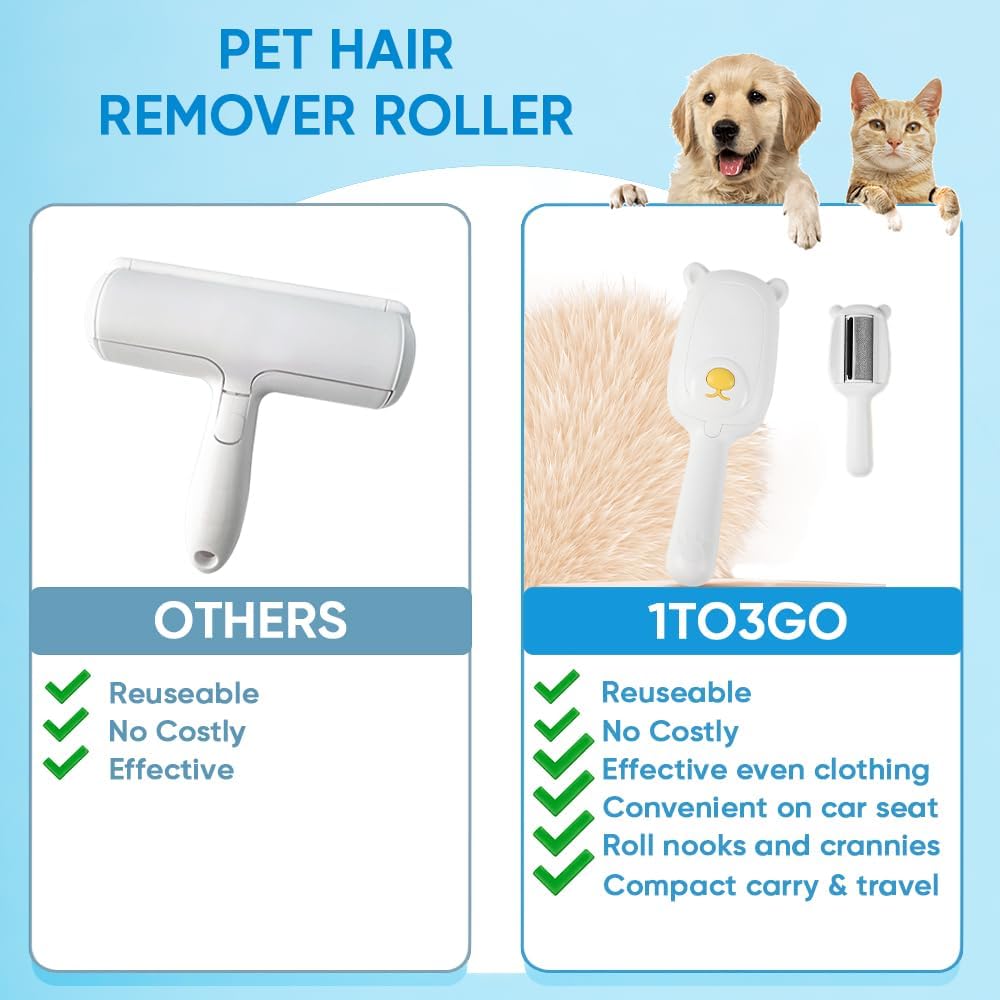 Pet Hair Remover Roller Compact Cat/Dog Hair Remover Deep Clean Convenient to Carry Reusable Lint