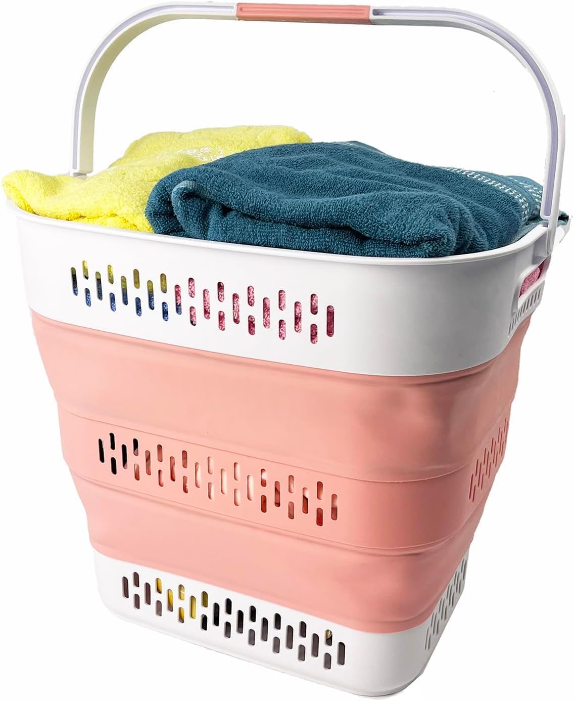 SAMMART 40L (10.5 Gallon) Collapsible Plastic Laundry Basket with Handles - Foldable Pop Up Storage