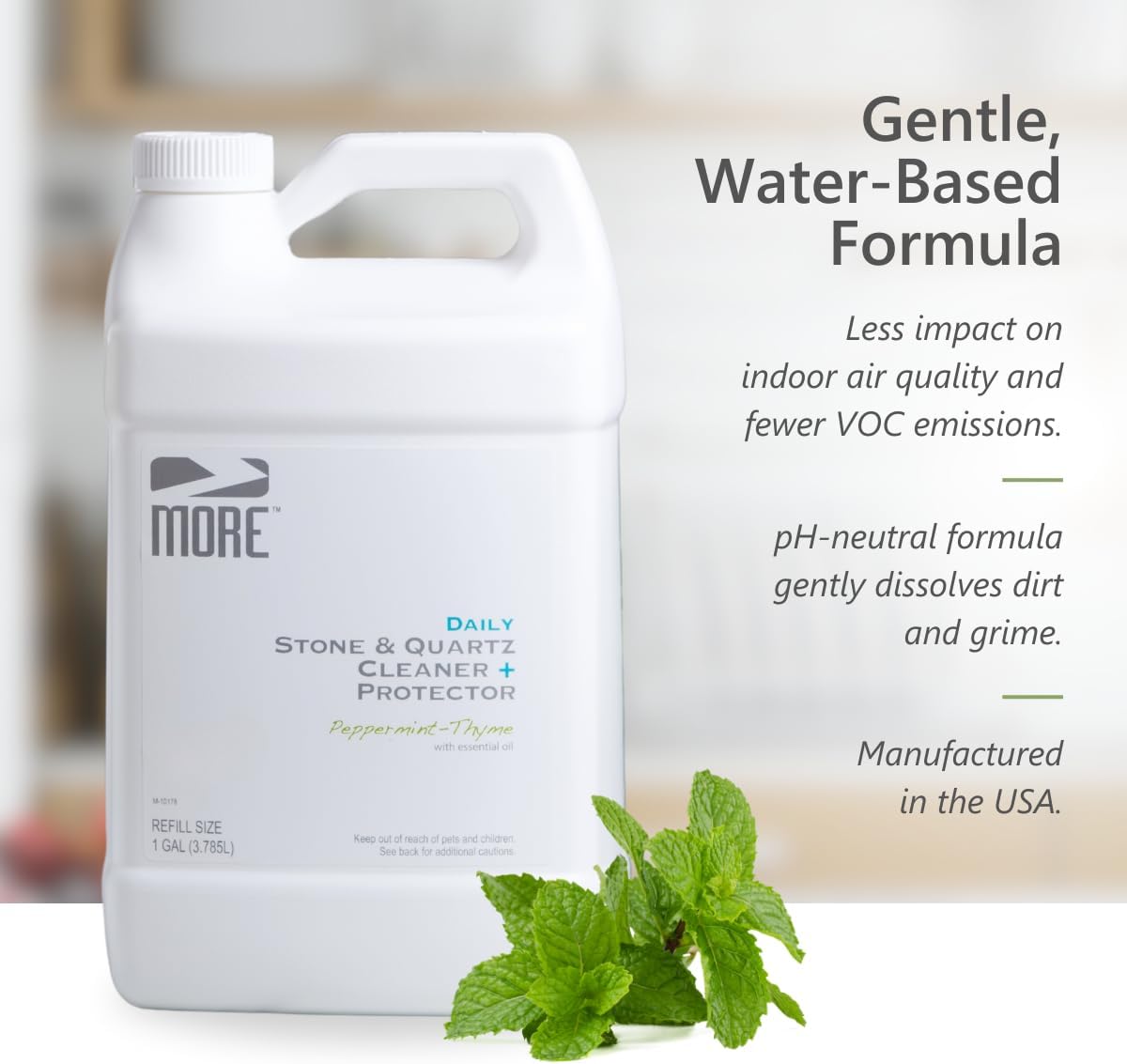 MORE Stone & Quartz Cleaner + Protector - Water-Based Surface Care Spray Refill - For Kitchen &