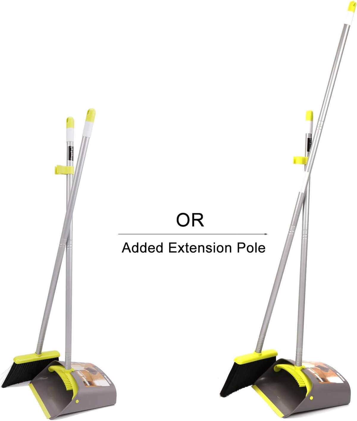 TreeLen Broom and Dustpan Set, TreeLen Broom with Dust Pan with Long Handle Combo Set for Office