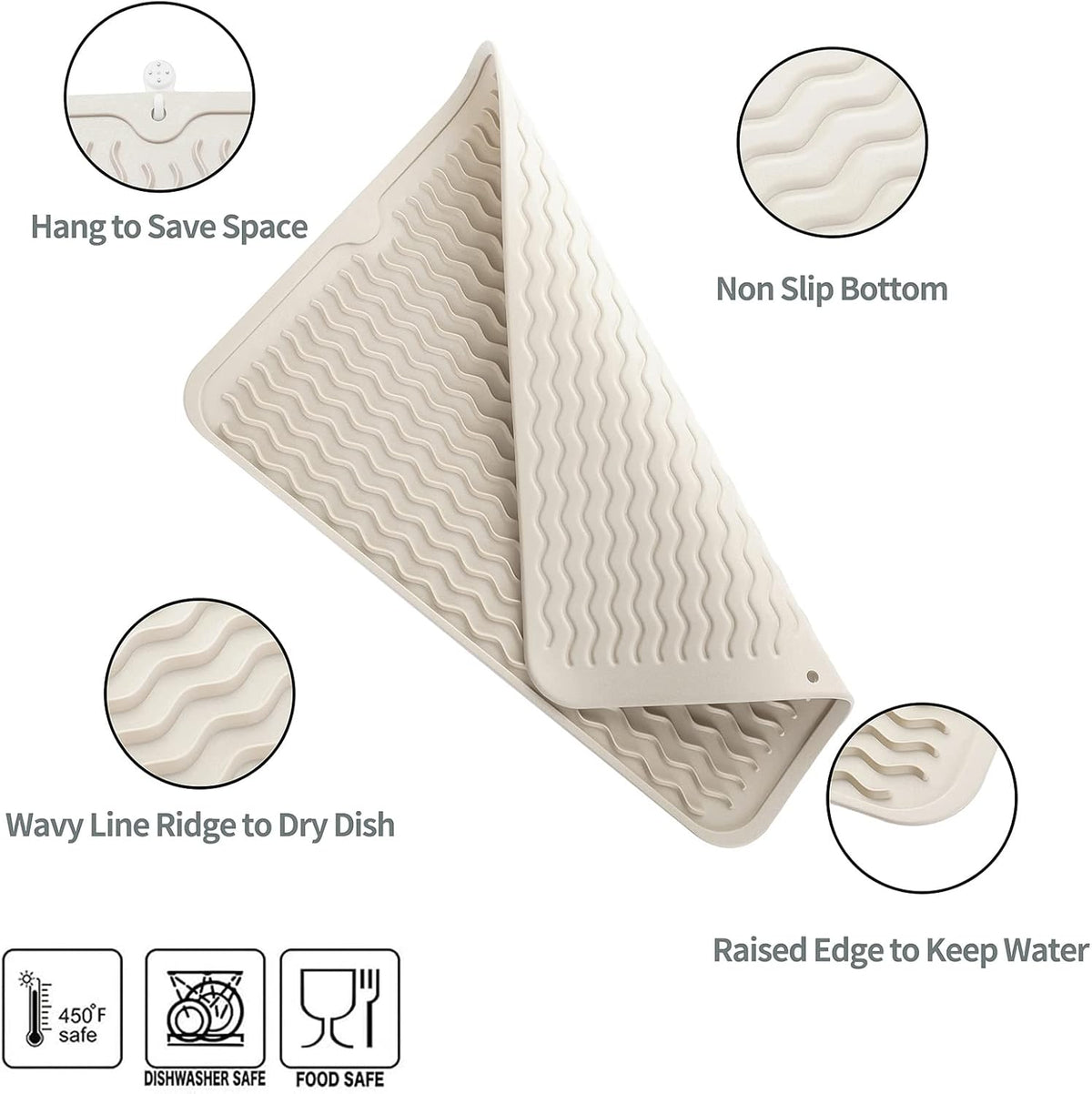 Silicone Dish Drying Mat for Multiple Usage,Easy clean,Eco-friendly,Heat-resistant Silicone Mat for