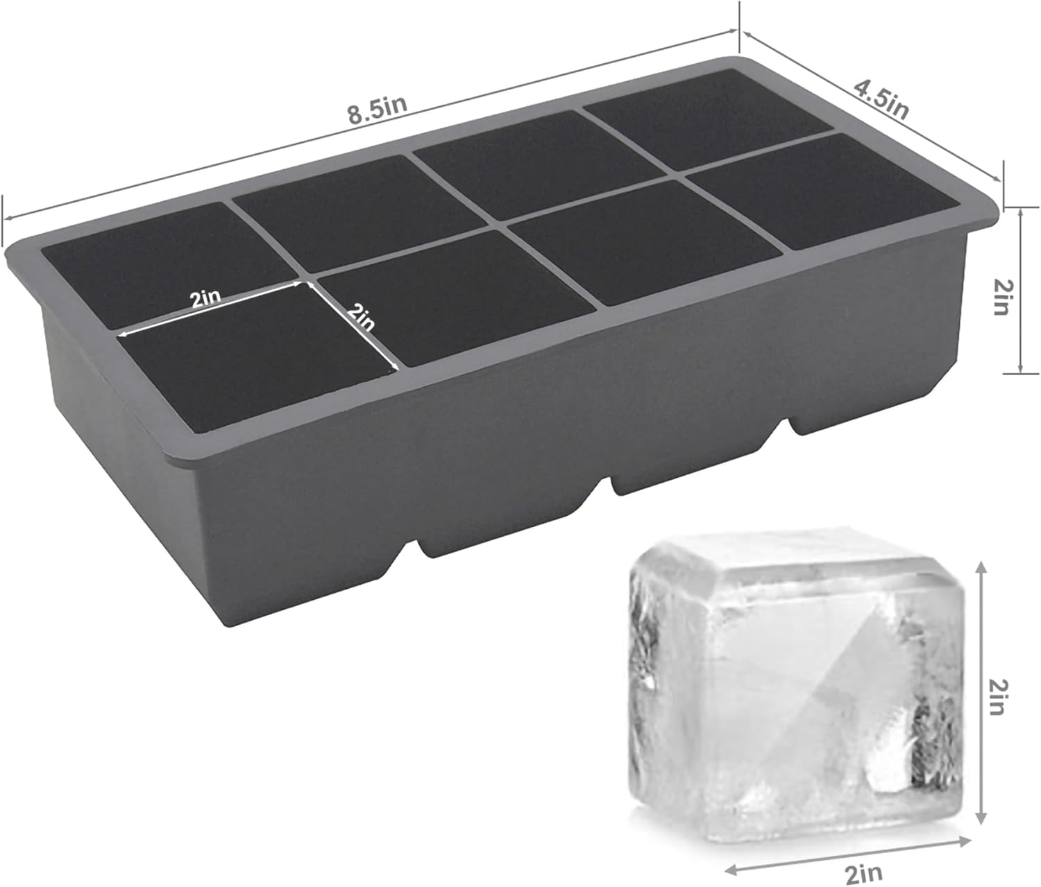 Bangp Large Ice Cube Trays 2 Pack,Big Ice Cube Molds with Removable Lids,Easy Release and Stackable