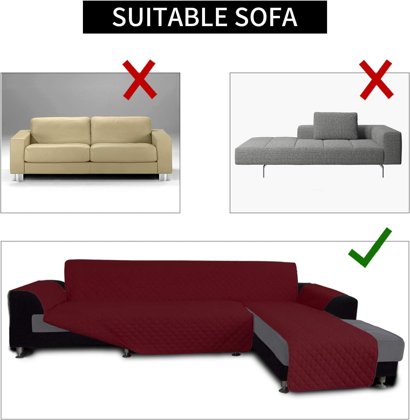 Easy-Going L Shape Sofa Slipcover Chaise Reversible Protector Cover for Pets Dog (X-Large