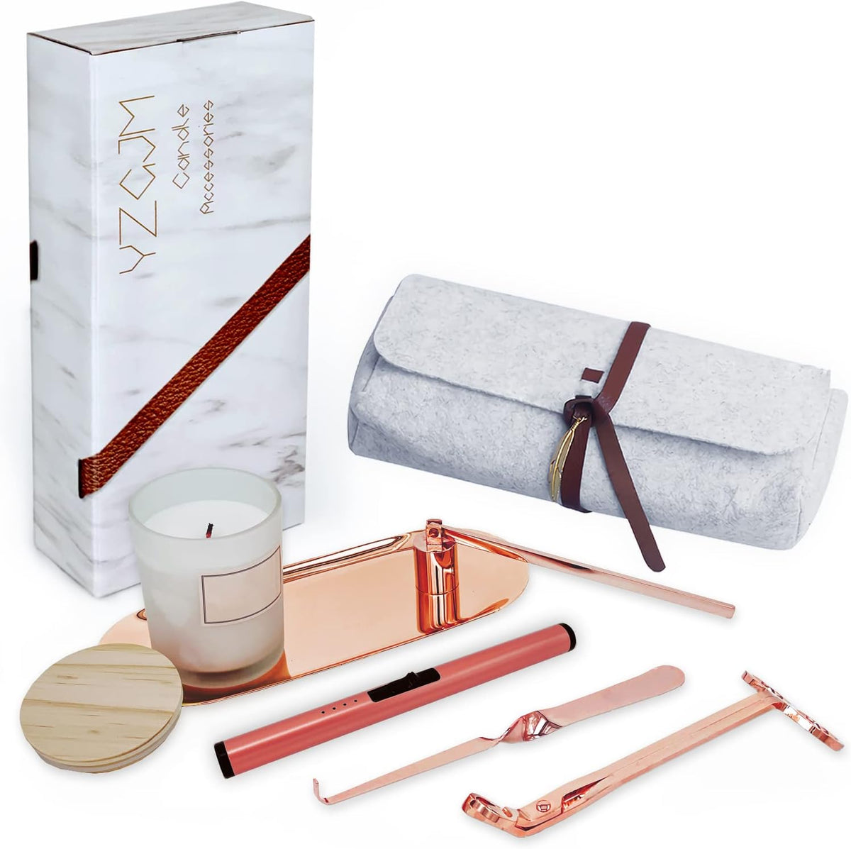 Exquisite Candle Accessories Tool Pack Bag, Rechargeable Electric Lighter， Wick Trimmer, Dipper