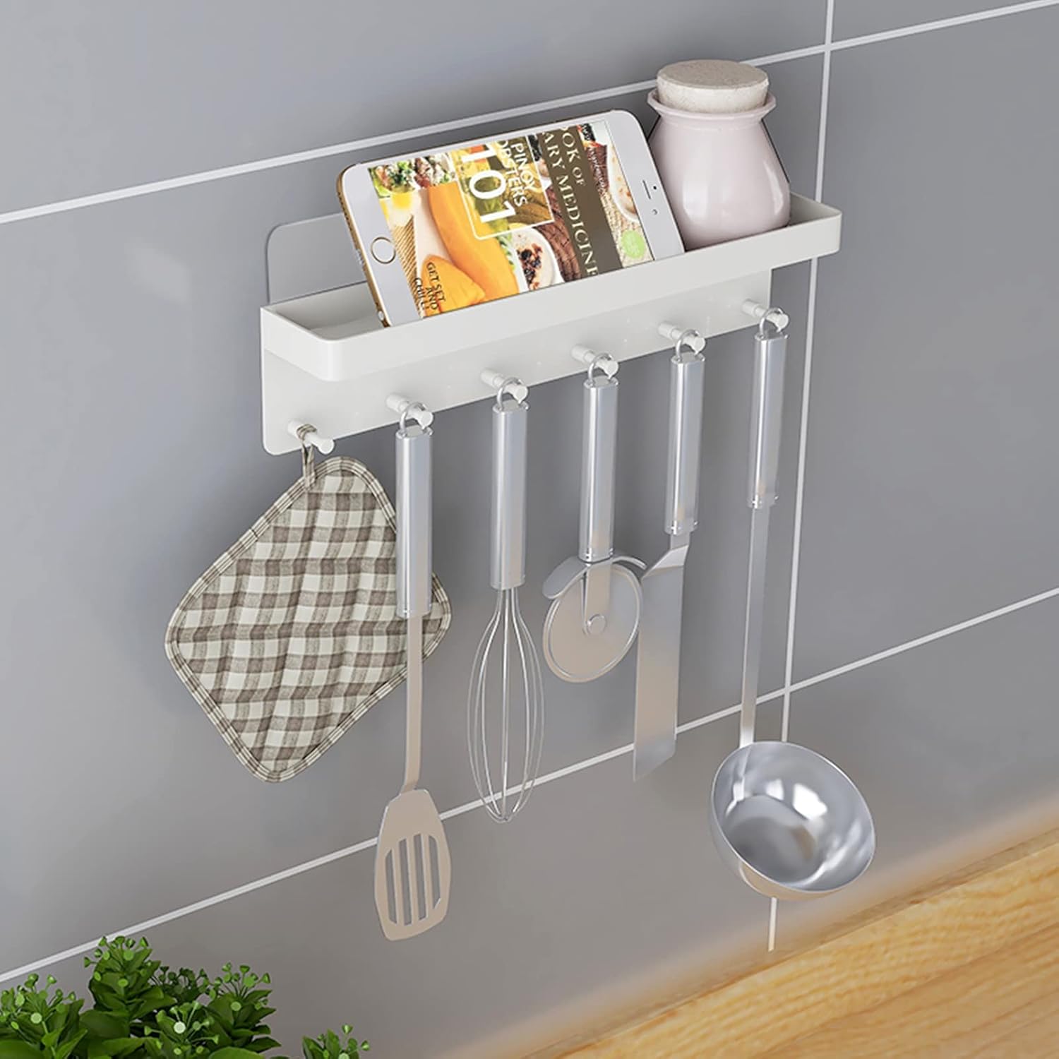 MKO Key Holder for Wall, Mail Organizer and Key Rack Wall Mount with Tray & 6 Hooks for Hallway