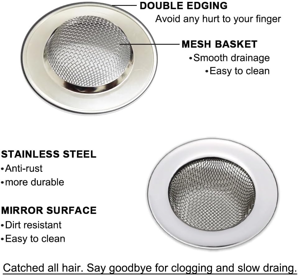 1.50" Bathtub Strainers, Bathroom Sink Strainers, Shower Drain Hair Catcher, Drain Strainer for