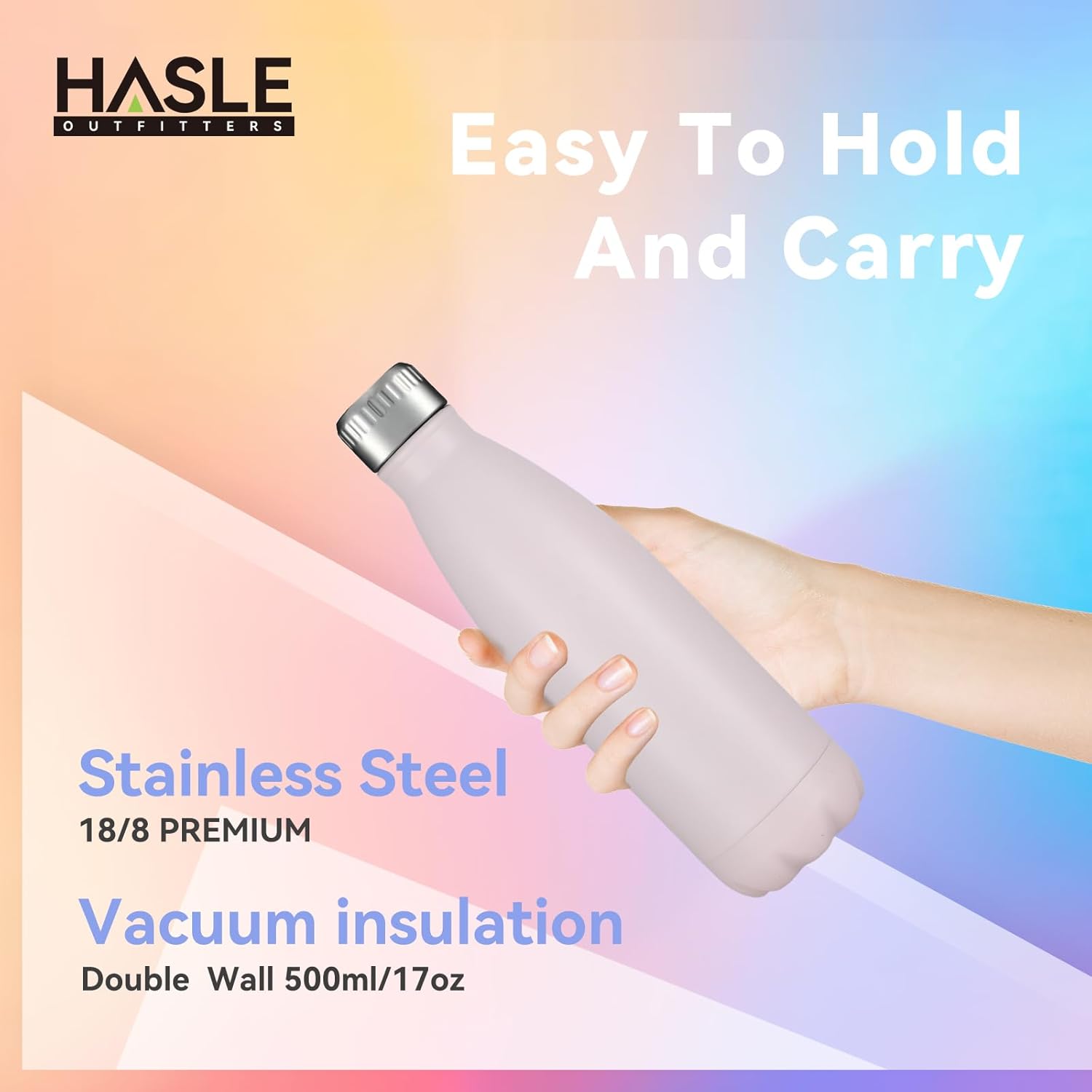 HASLE OUTFITTERS 17oz Stainless Steel Water Bottles Bulk, Vacuum Insulated Water Bottles Double