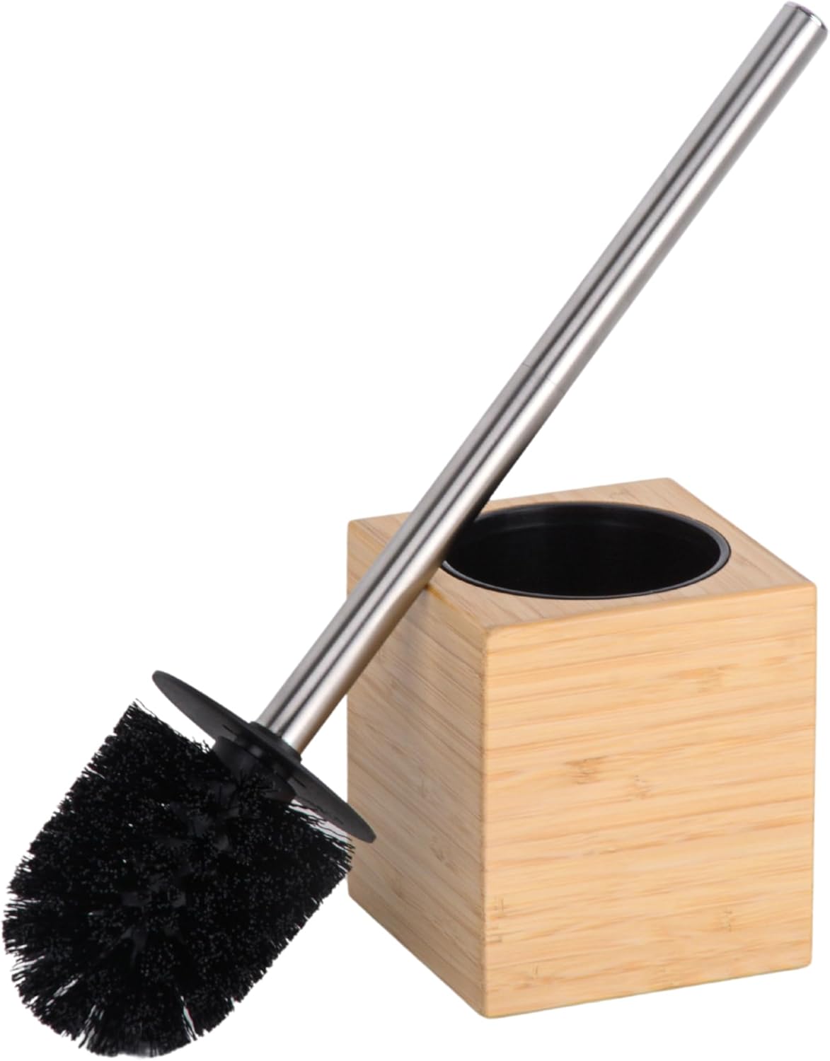 Toilet Bowl Brush Holder with Bamboo and Stainless Steel for Durable Use, Toilet Scrubber Brush