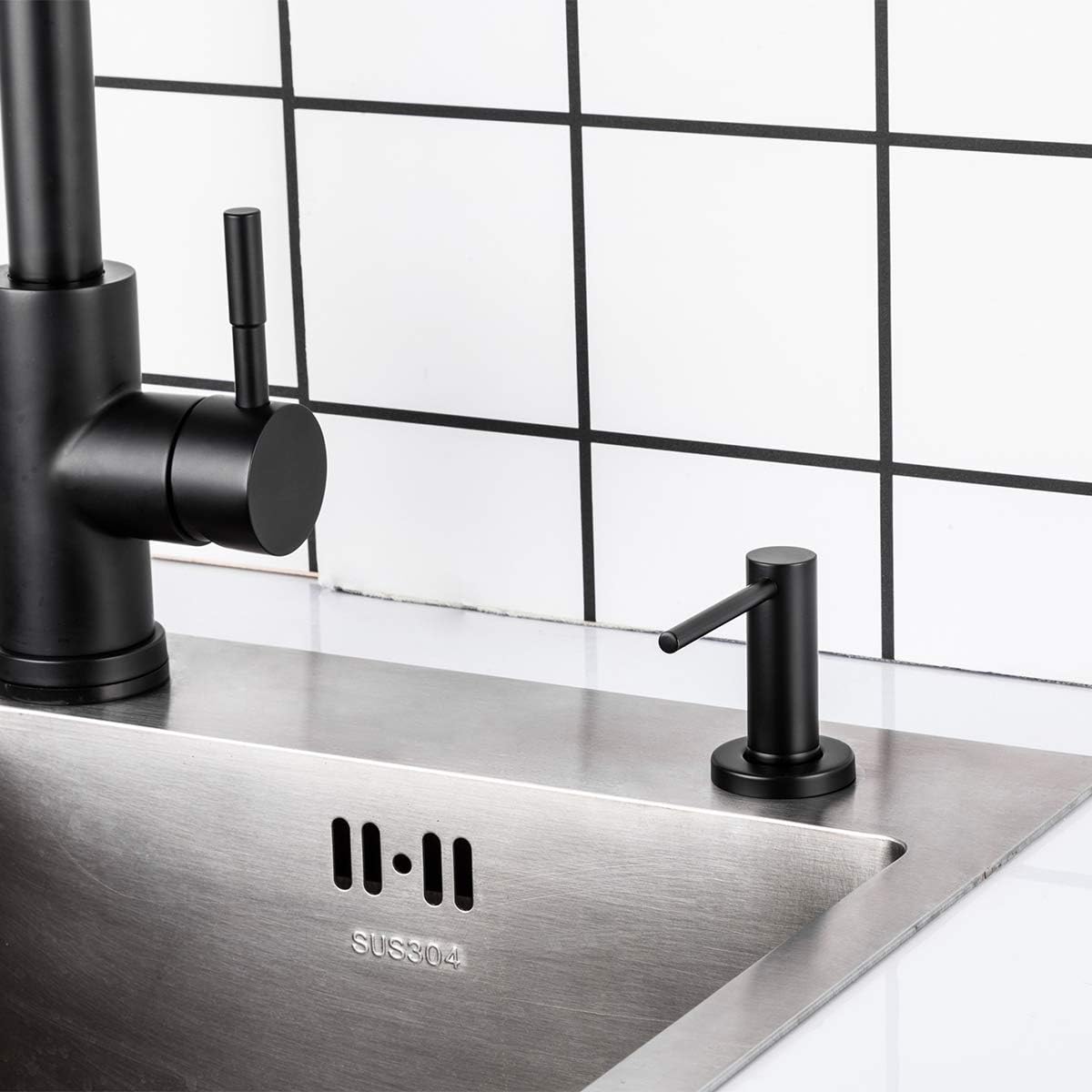 Matte Black Kitchen Sink Soap Dispenser GAPPO Countertop Pump Hand Lotion Built in Bottle Upgrade
