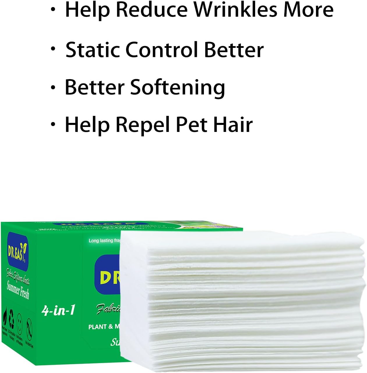 DR.EASY SUMMER FRESH Dryer Sheets Plant Based Formula 200 Ct Fabric Softener sheets for Laundry