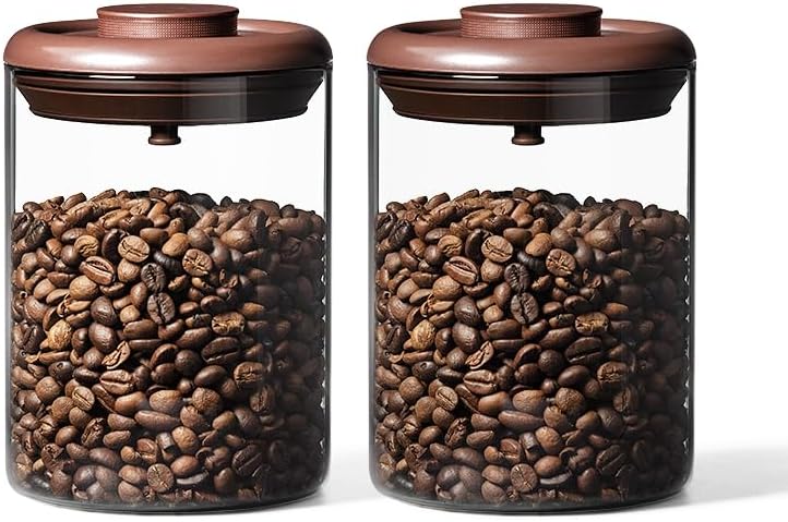 Ankou Glass Coffee Canister 900ml x 2 Jar, Airtight Food Storage Container with Pop Lid, Kitchen