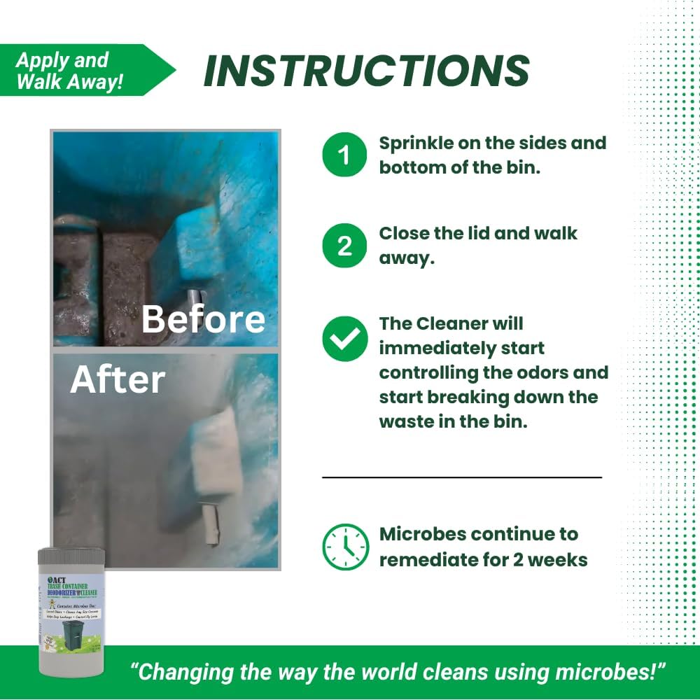 ACT Trash Deodorizer and Cleaner | Eliminates Odors Controls Garbage Sludge | for Garage and