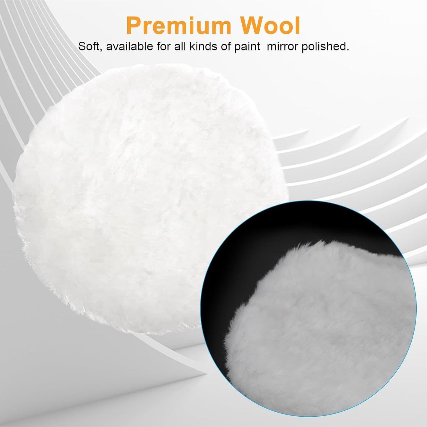 Linkstyle 6PCS 7 Inch Wool Buffing Pads Kit, Lambs Wool Polishing Bonnet Pads with Drawstring