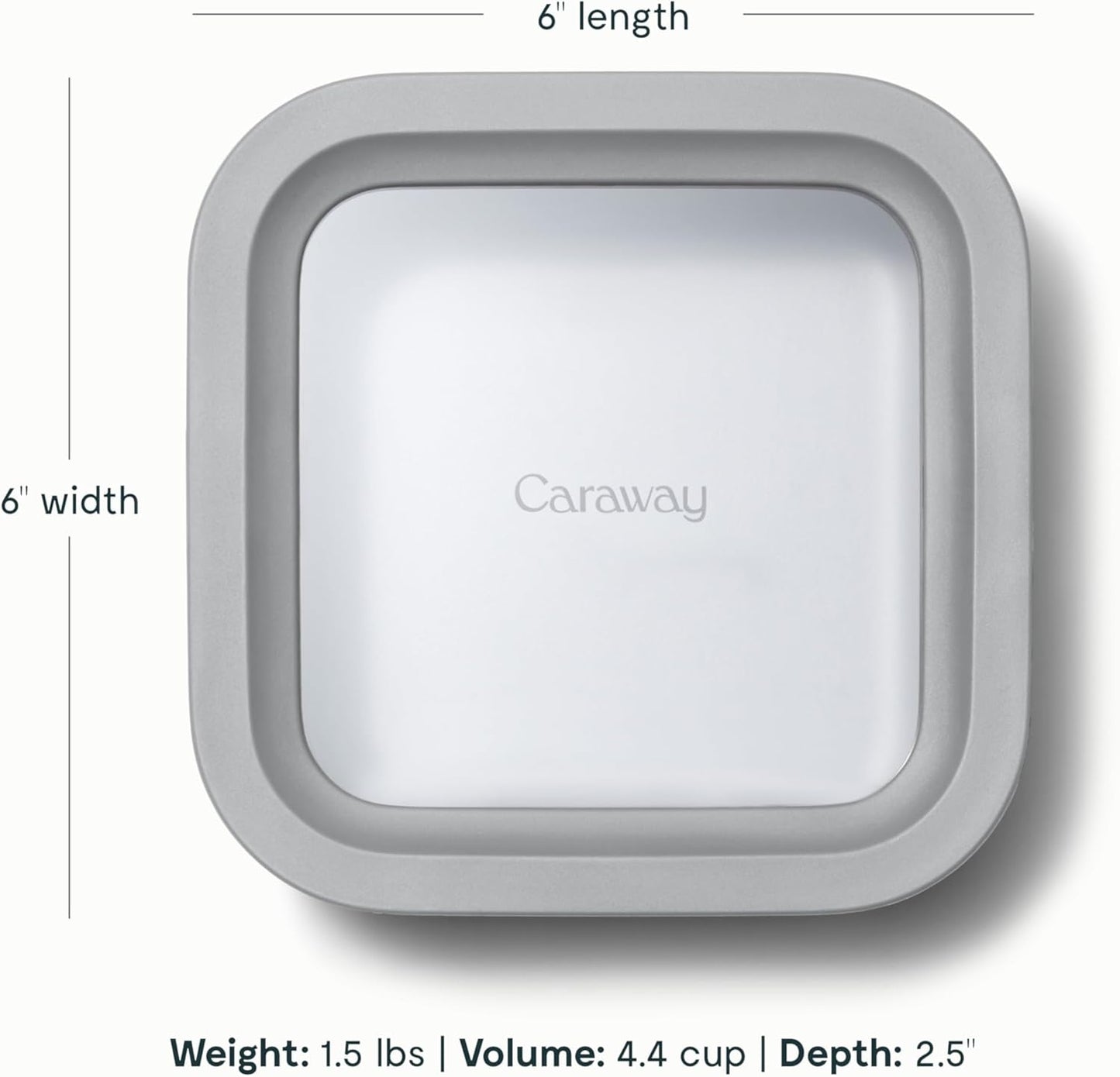 Caraway 6pc Glass Food Storage Set – 4.4 Cup Food Containers (6) - Ceramic Coated - Non Toxic, Non