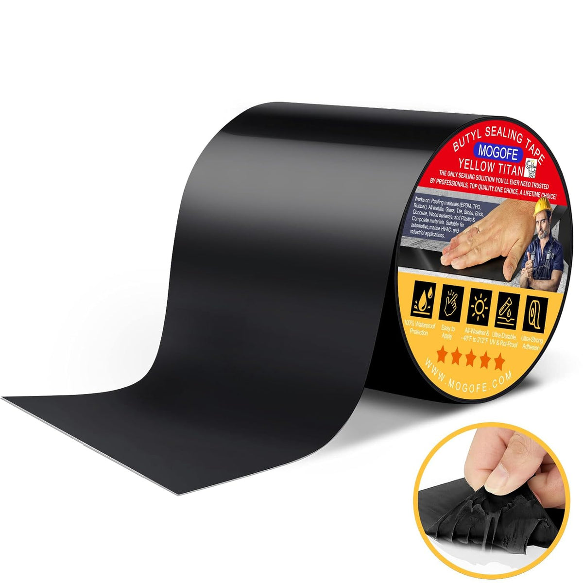 RV Roof Sealant Tape Black, 6 Inch x 50 Feet RV Repair Roof Sealer Seal Tape UV-Resistant