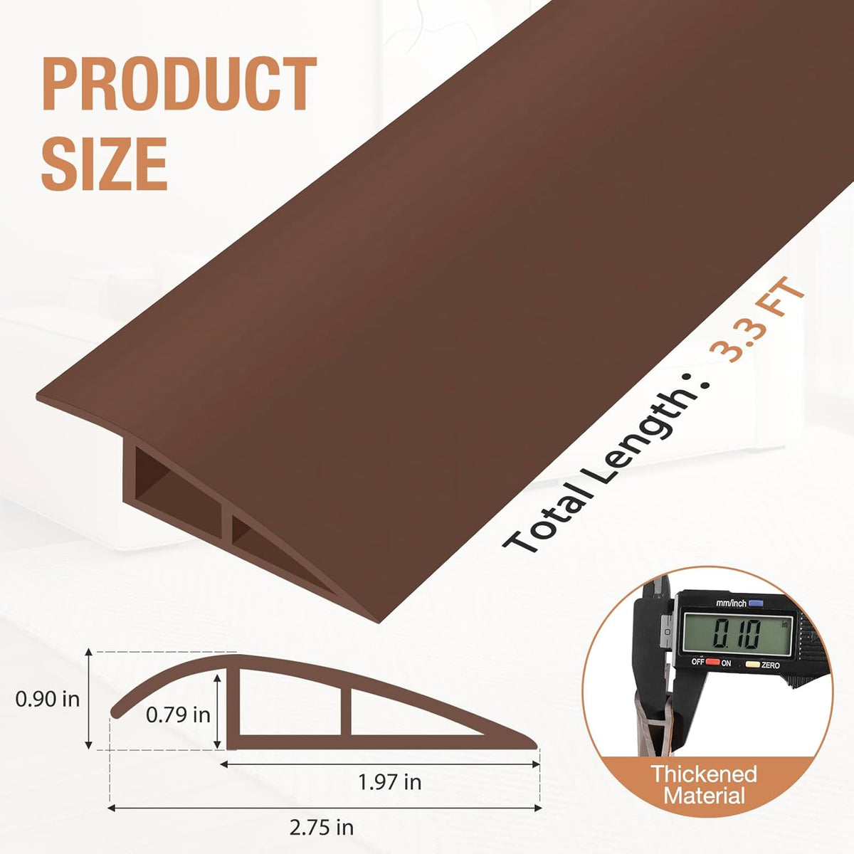 Floor Transition Strip Self Adhesive Vinyl Door Threshold for Doorways Carpet Edging Trim Overlap