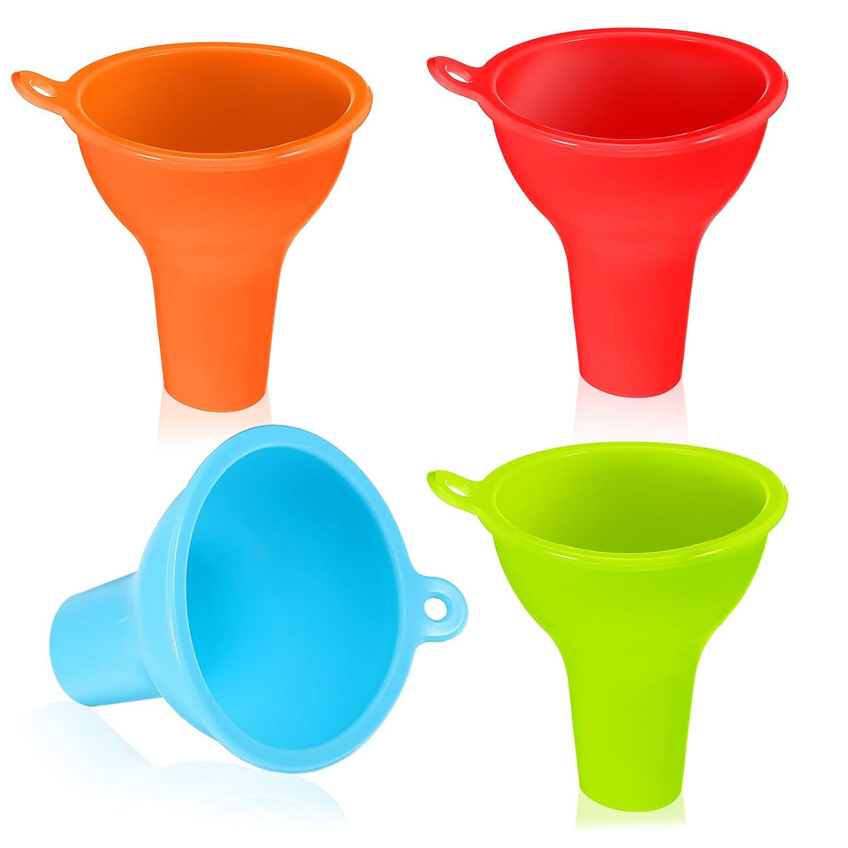 4Pcs Funnels for Kitchen Use Filling Bottles Silicone Funnel Wide Mouth Funnel Multi Color Flexible