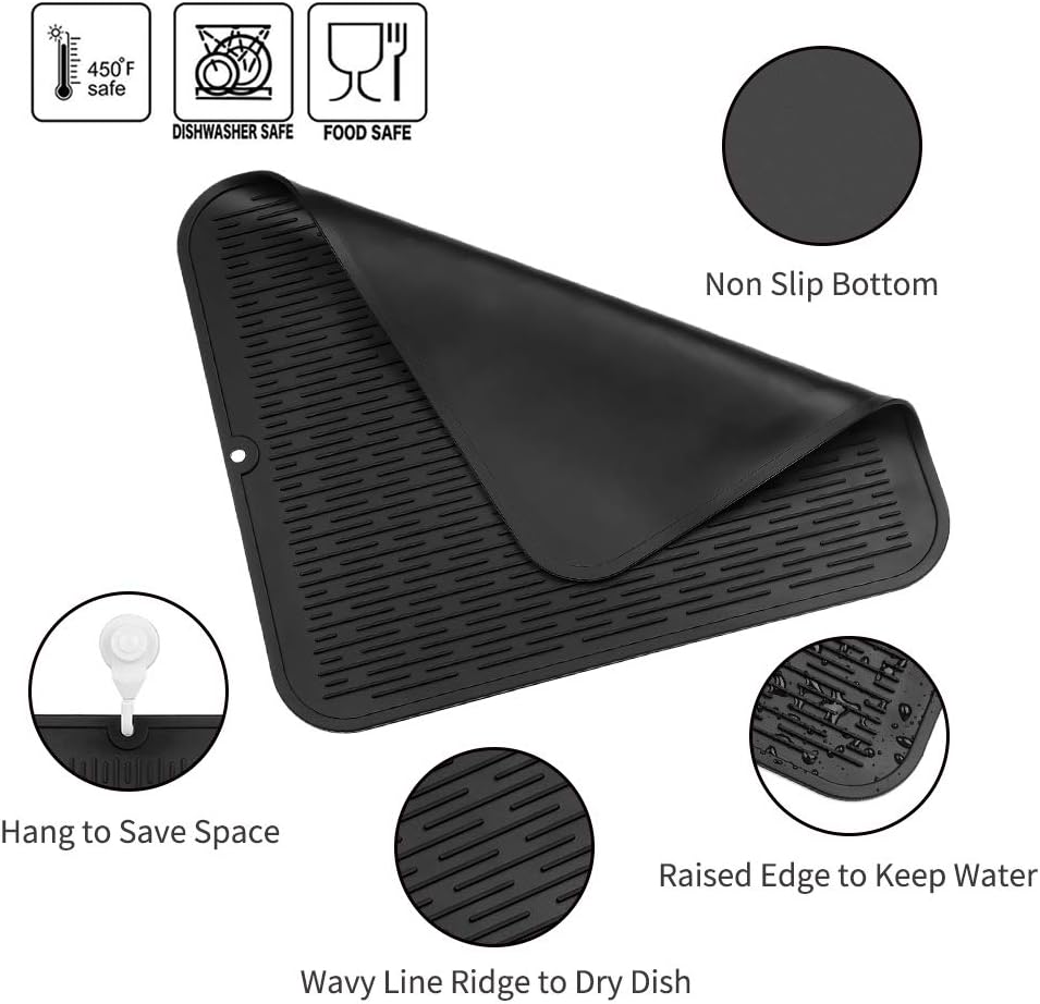 Silicone Dish Drying Mat for Multiple Usage,Easy clean,Eco-friendly,Heat-resistant Silicone Mat for