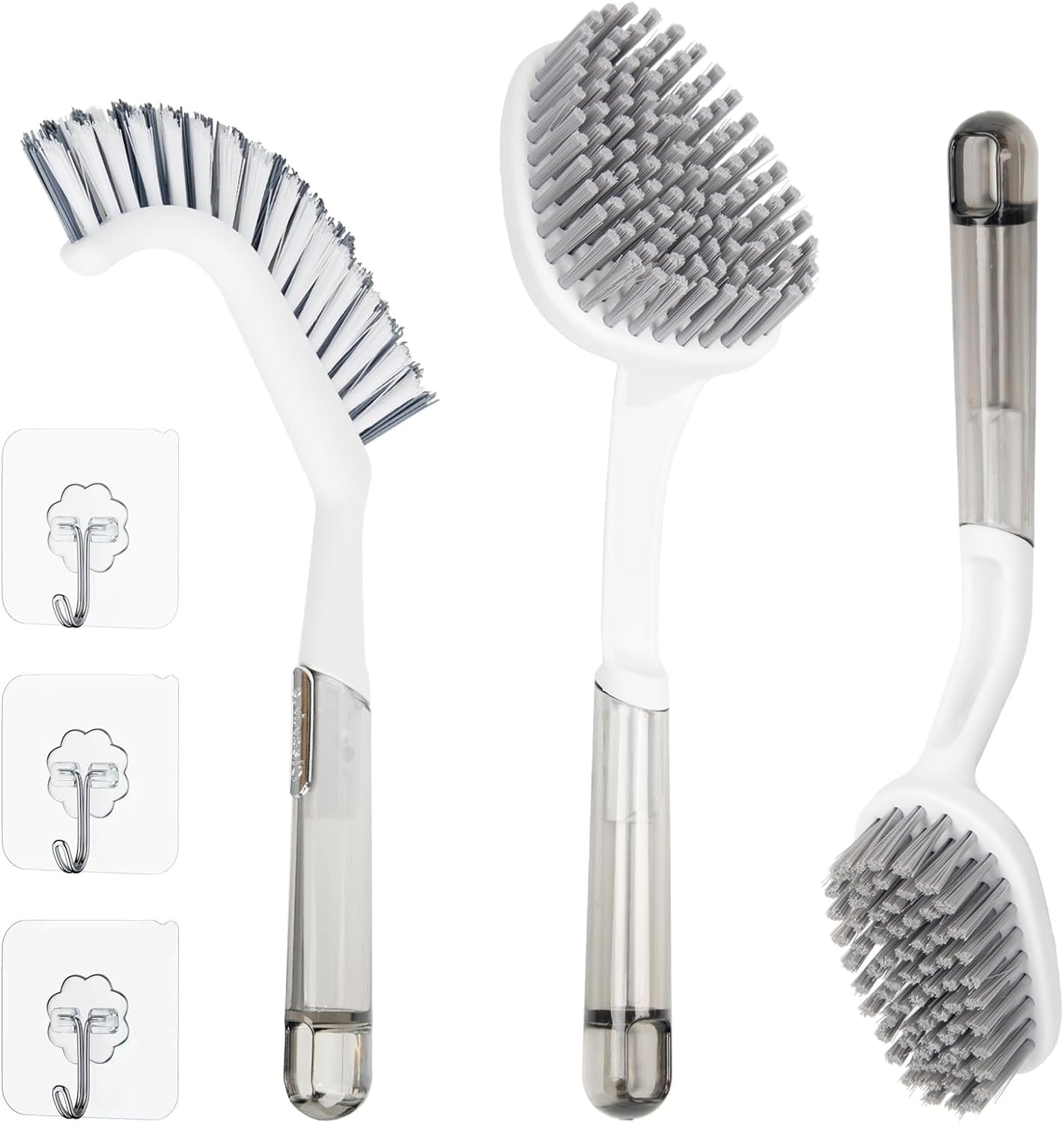 3 Pack Scrub Brush Set – Heavy-Duty Scrub Brushes for Cleaning with Handle, Cleaning Brush with