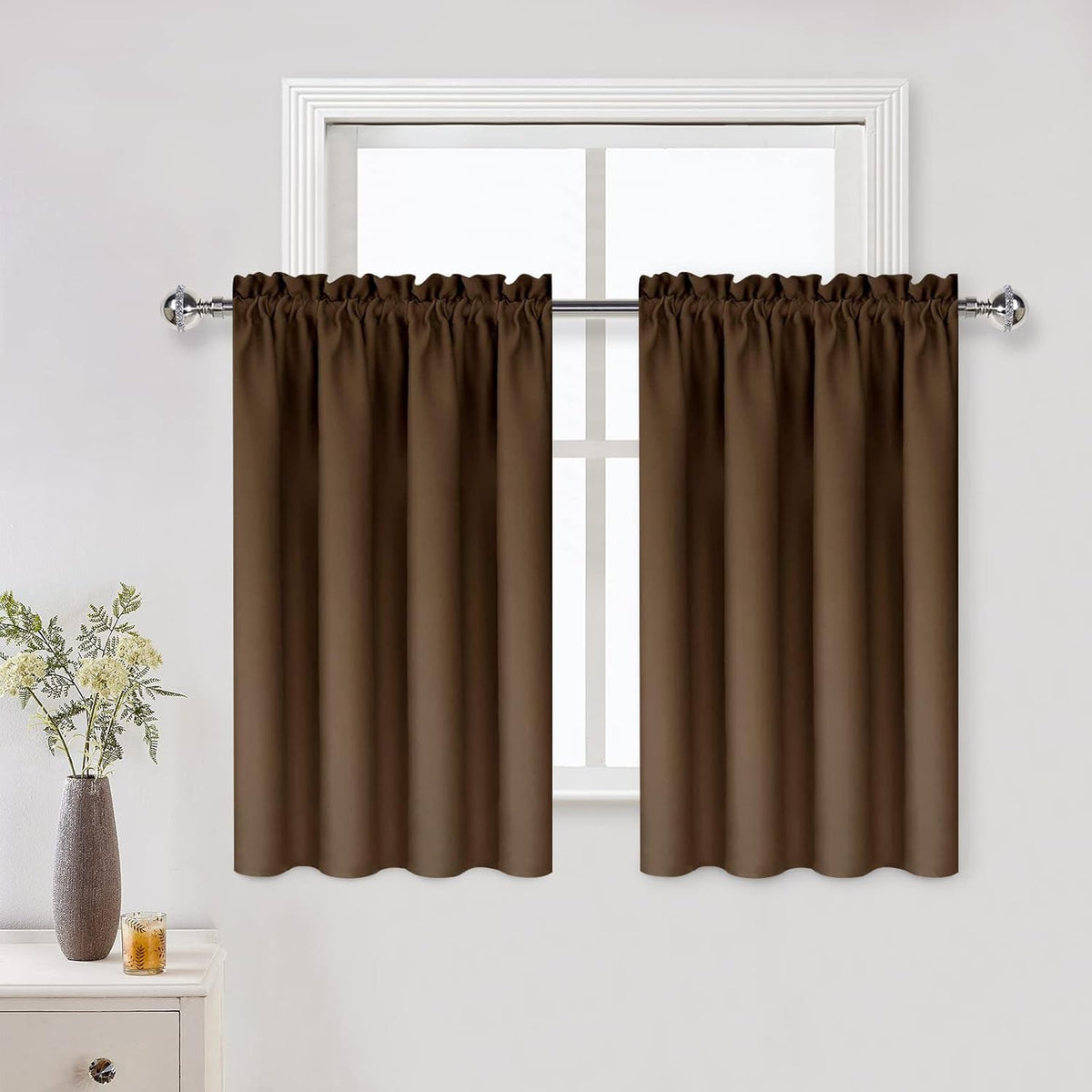DWCN Brown Blackout Curtains for Small Window, Thermal Insulated Energy Saving Room Darkening
