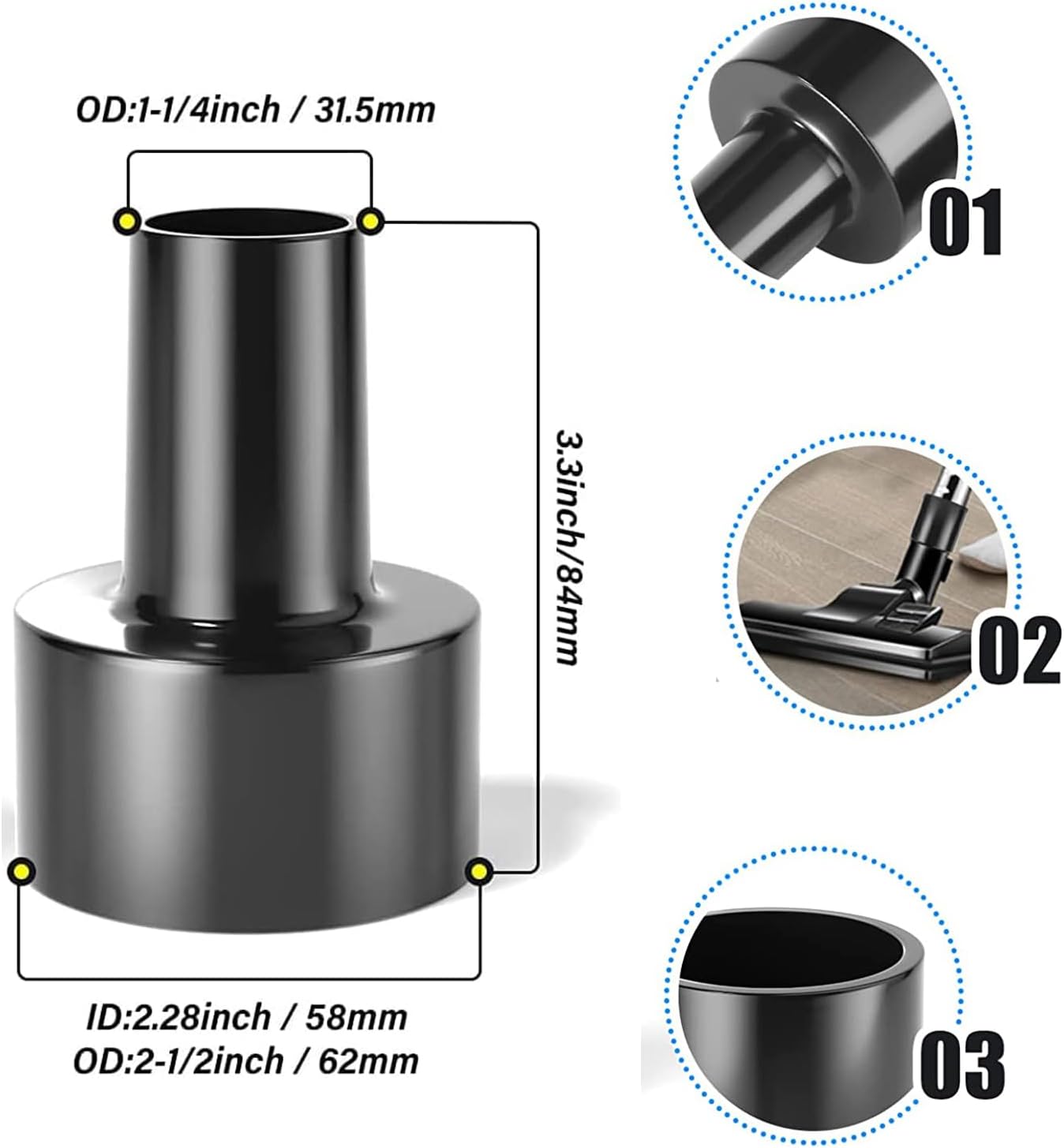 12 Pcs Universal Vacuum Attachments for Shop Vac Accessories, 1 1/4" to 2 1/2" Vacuum Cleaning