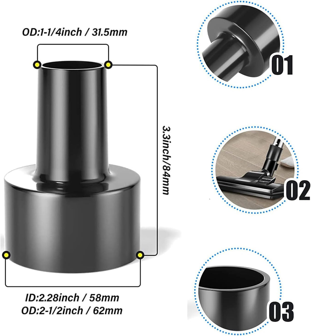 12 Pcs Universal Vacuum Attachments for Shop Vac Accessories, 1 1/4" to 2 1/2" Vacuum Cleaning