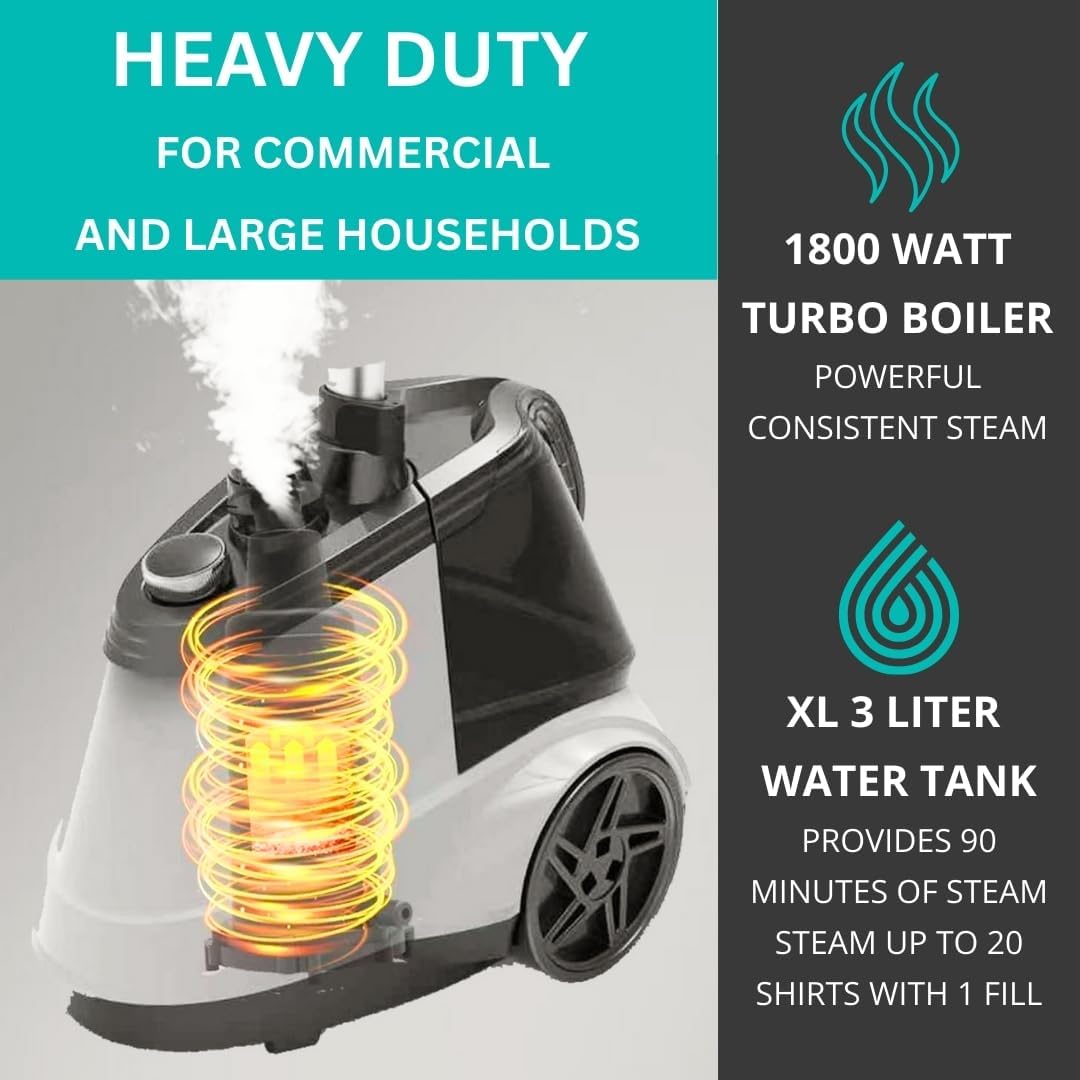 True & Tidy Heavy Duty Commercial Full Size Standing Garment Steamer for Clothes with Extra Large