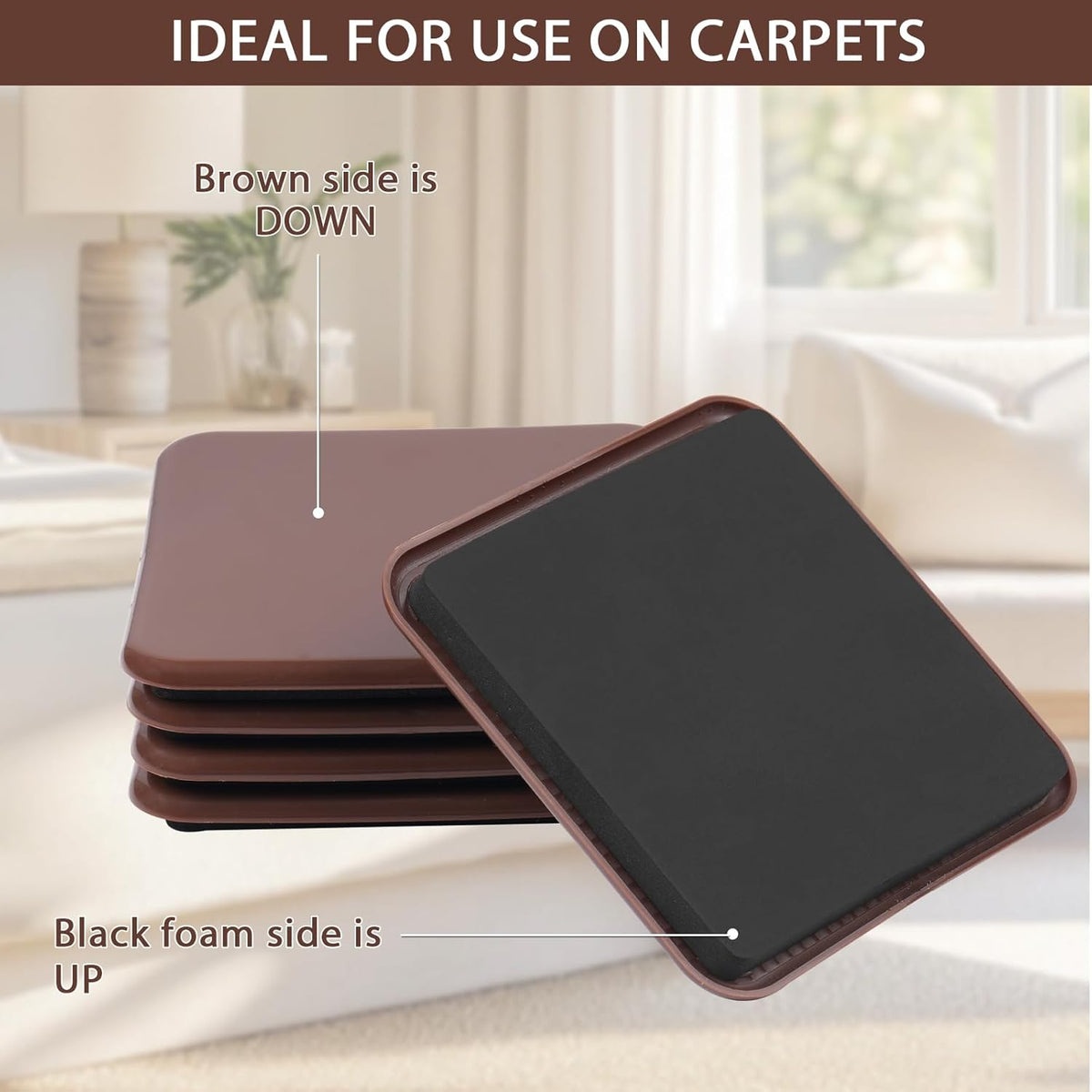 new space 8 Pack Furniture Sliders, 4.7 Inch Sliders for Furniture on Carpet for Sliding Heavy
