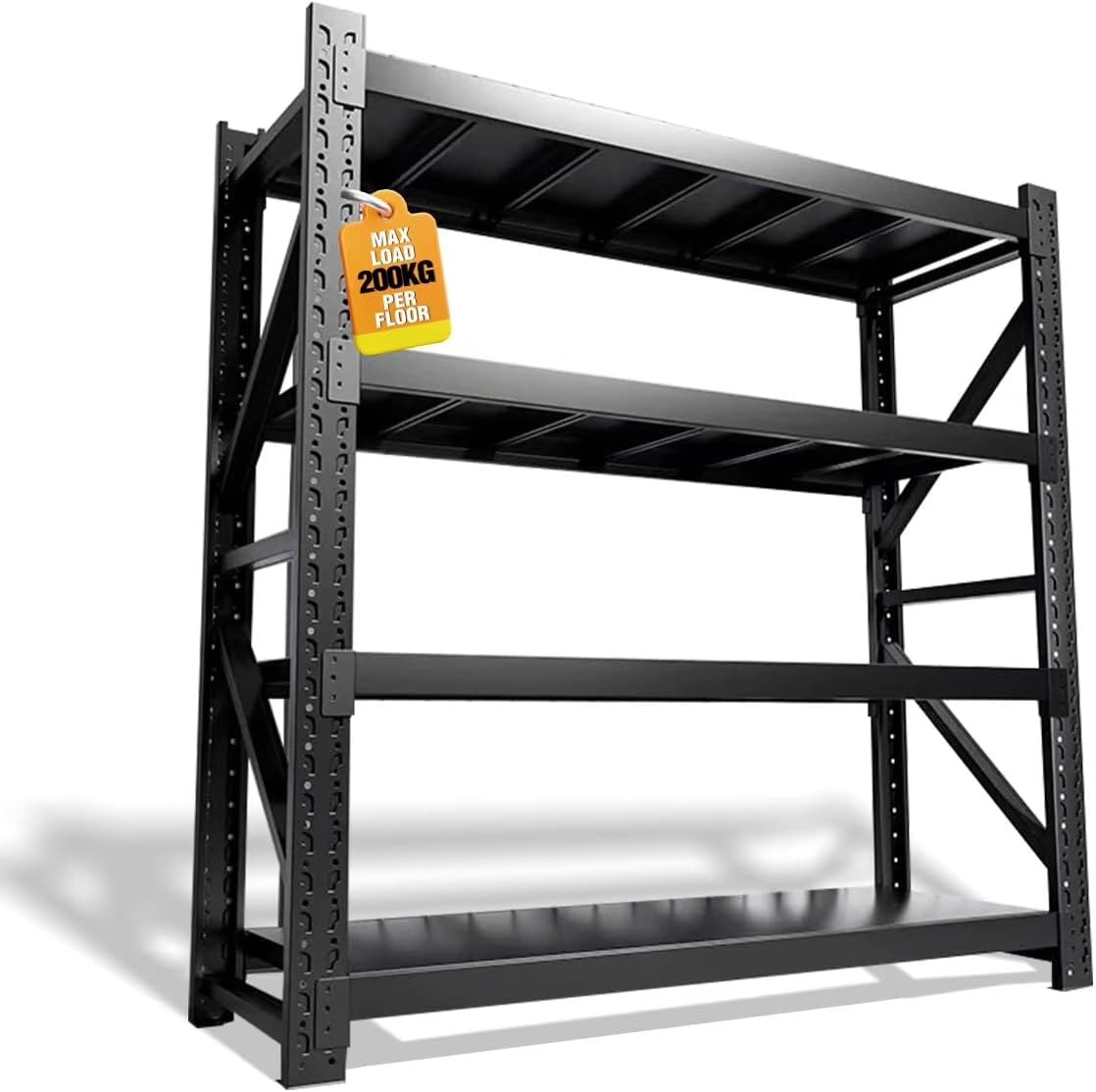 5000lbs Load Capacity,Heavy Duty 4-Tier Steel Shelving Unit, Adjustable Industrial Storage Rack for