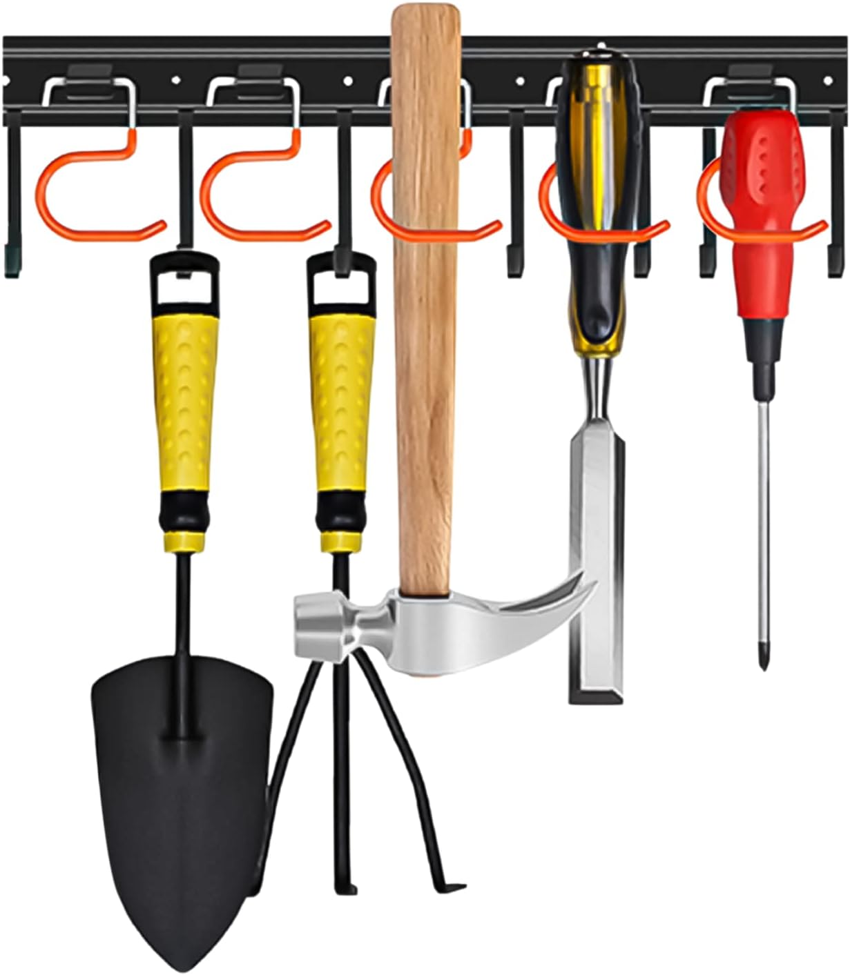 17'' All Metal Garden Tool Organizer Adjustable Garage Tool Organizer Wall Mount Garage Organizers