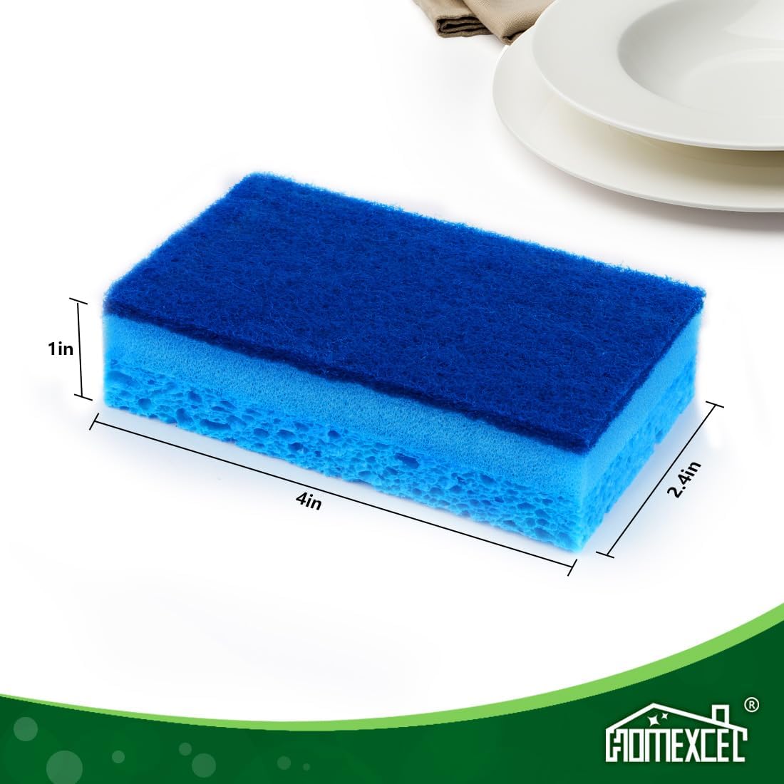 HOMEXCEL Sponges Kitchen 24pcs, Non-Scratch Sponges for Dishes, Scrub Cleaning Sponge Safe on