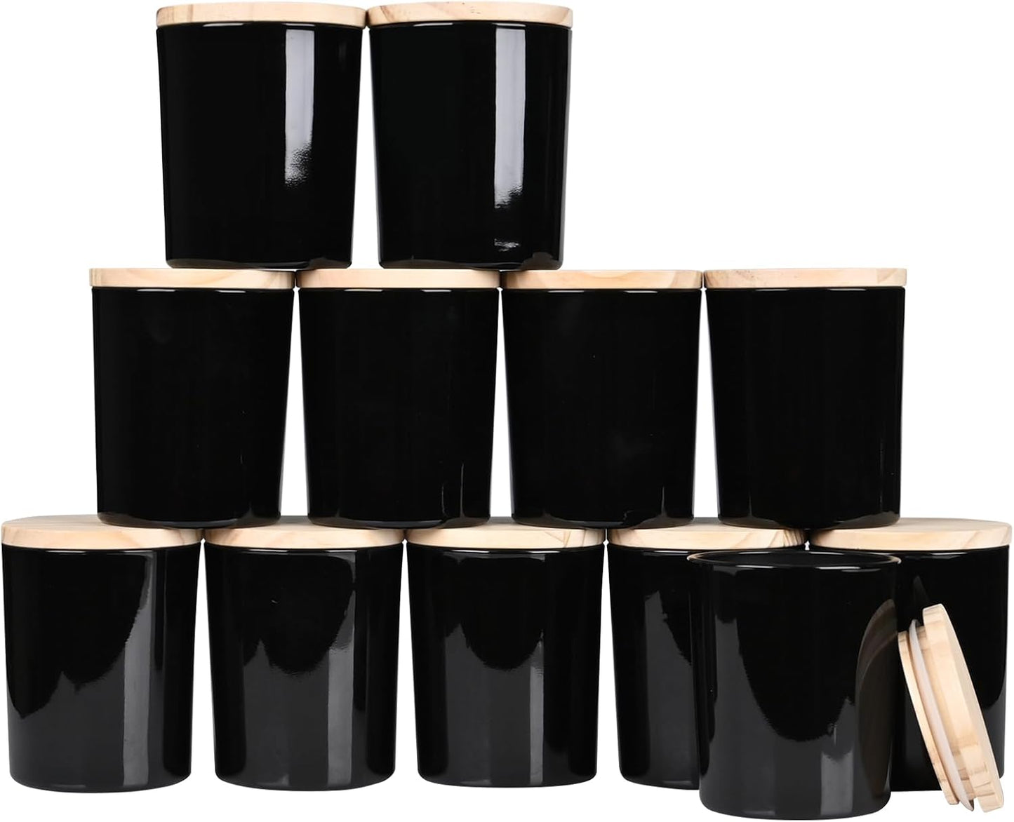 Thick Candle Jars for Making Candles 12 Pcs, 7 OZ Empty Jars with Wood Lids for Candle Making