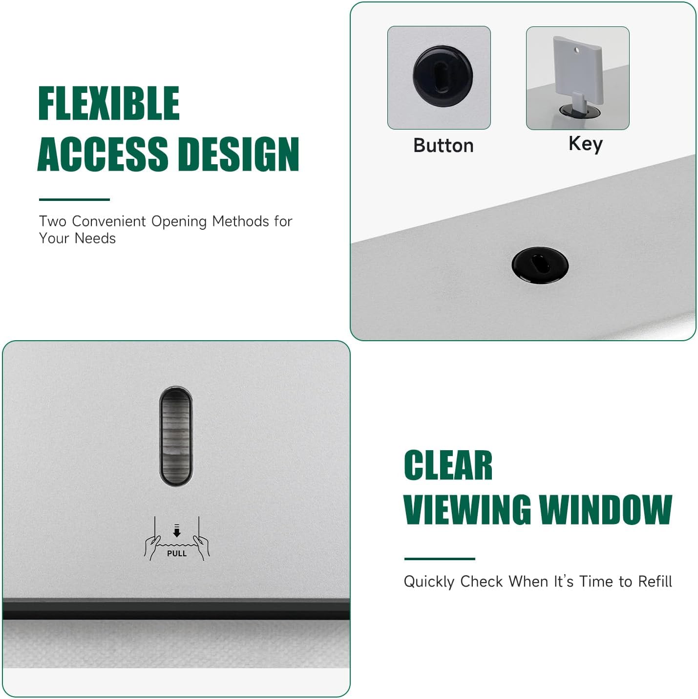 Wall-Mounted Paper Towel Dispenser – Fits Tri-Fold Towels up to 10x3.1 Inches, Holds 200 Sheets