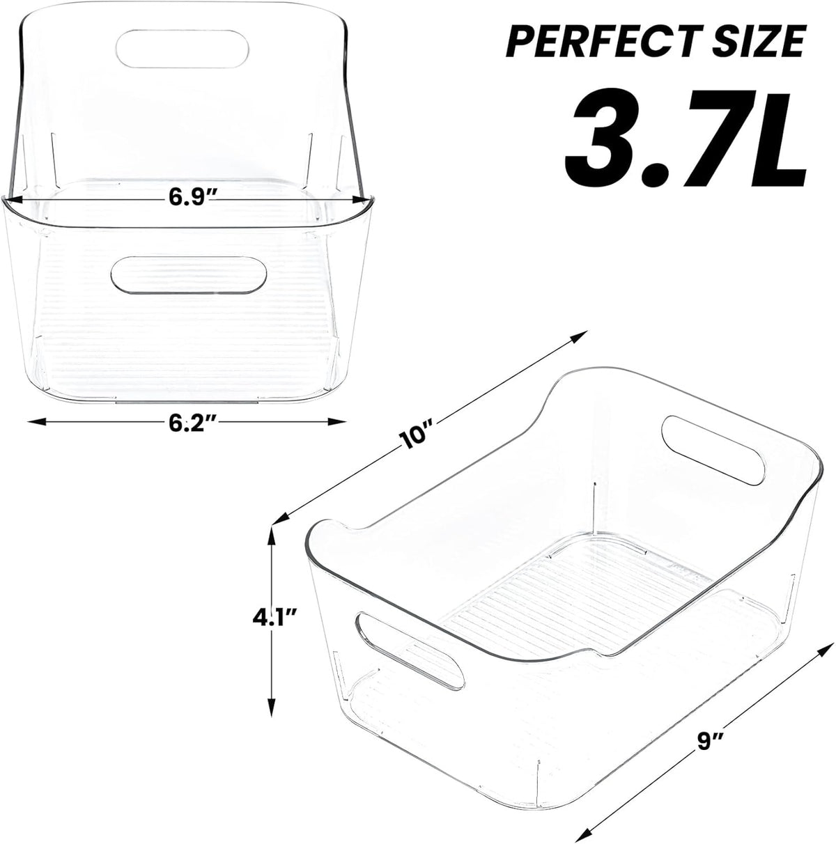 Clear Plastic Storage Bins, Set of 12, Multi-Use Organization and Storage Containers for Pantry