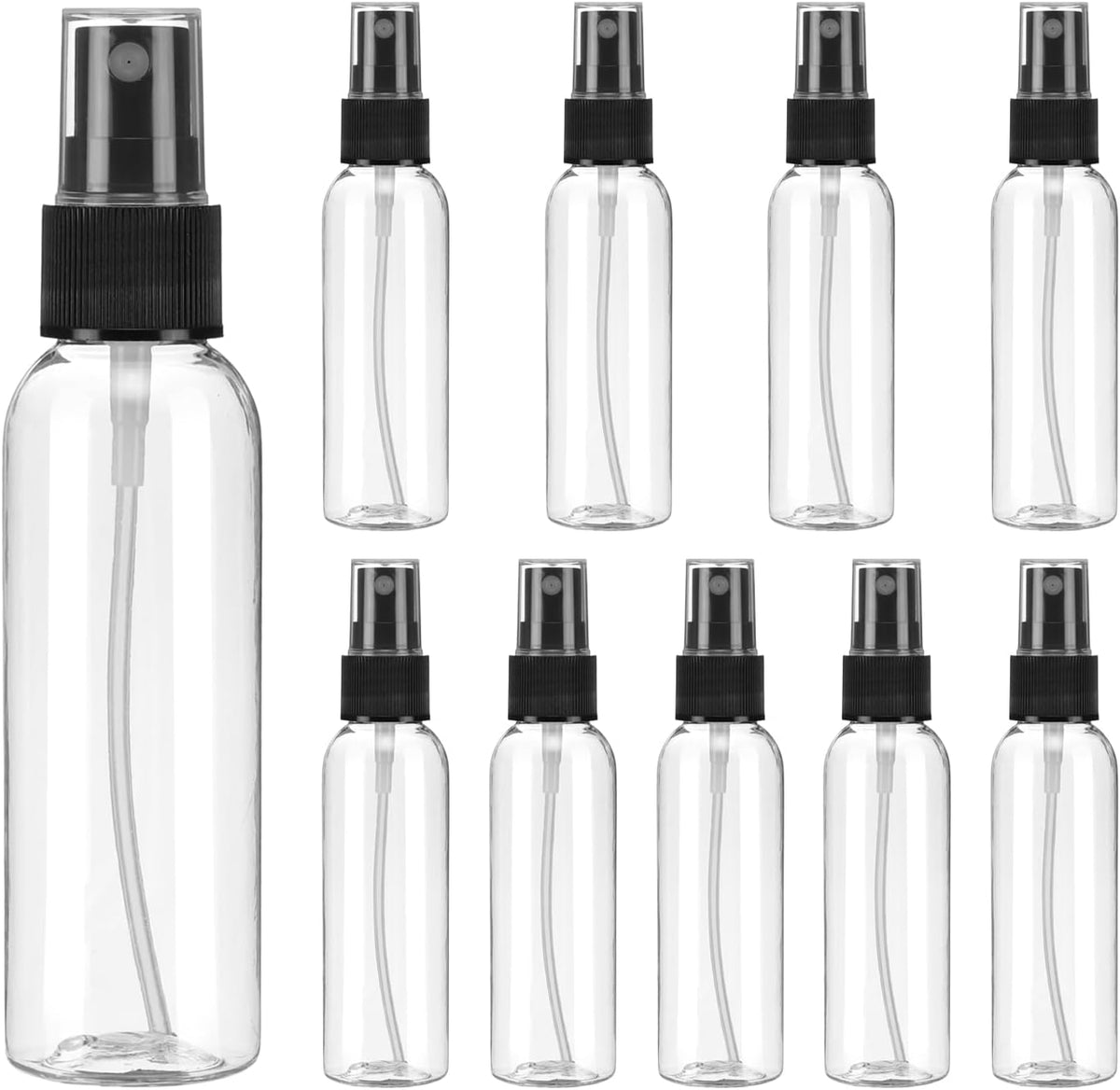 uxcell 10 Pack Spray Bottles, 2 Oz/60ML Clear Empty Mist Plastic Mini Travel Bottle Set,Small