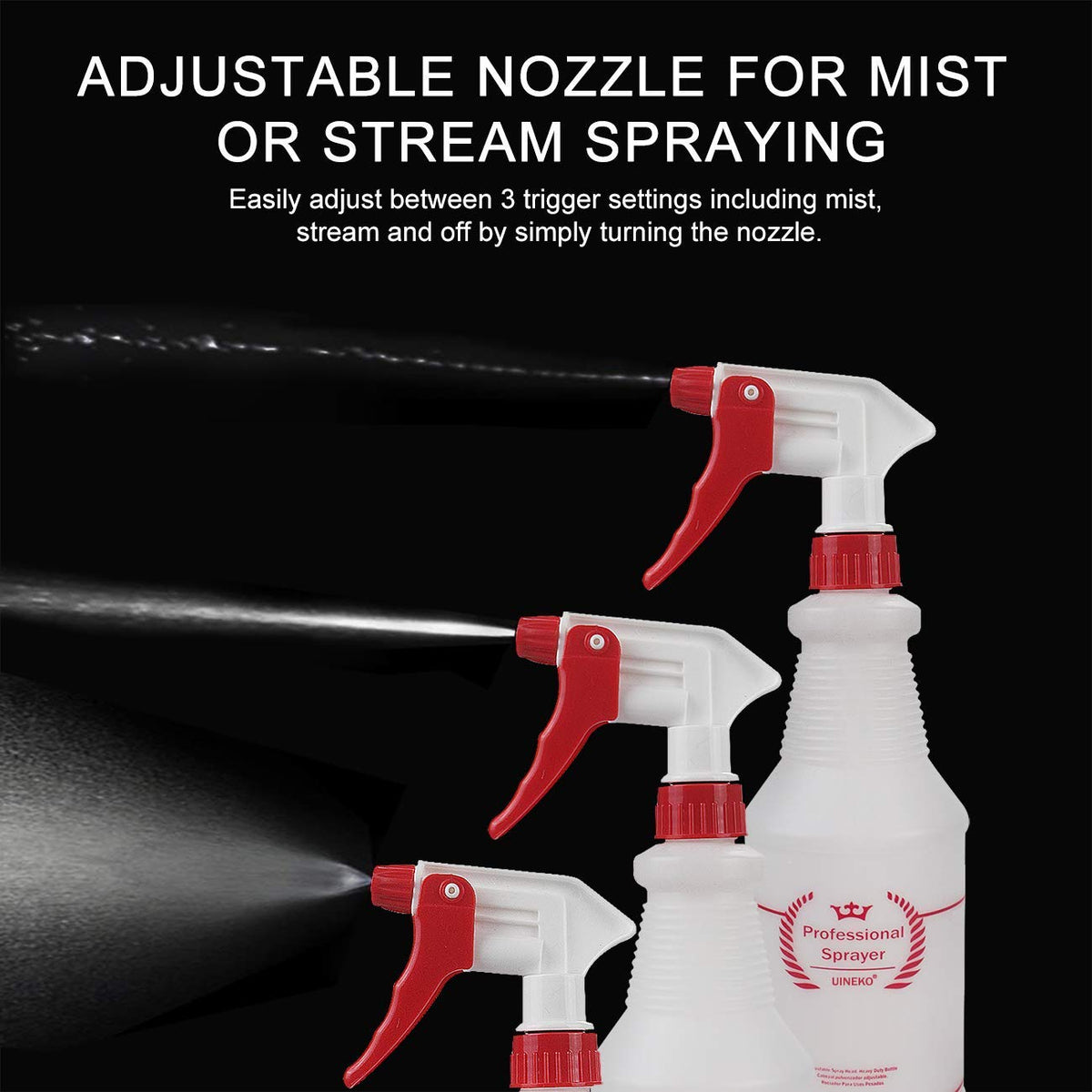 Plastic Spray Bottle 2 Pack, 32 Oz, All-Purpose Heavy Duty Spraying Bottles Leak Proof Mist Empty