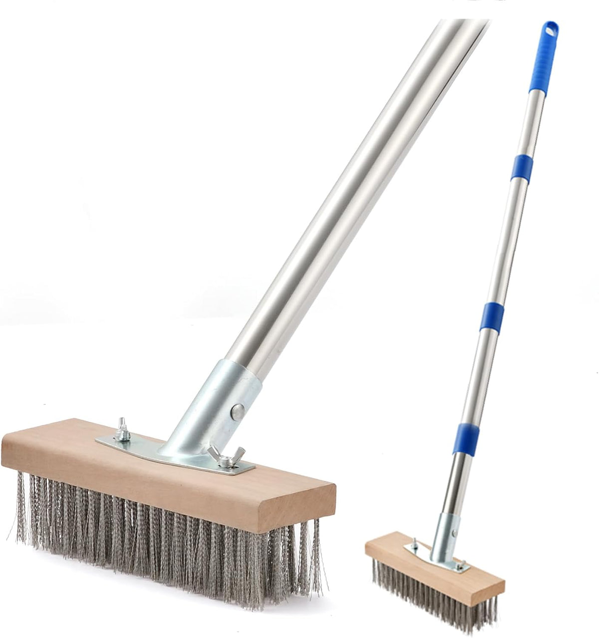 MAXMAN Floor Scrubber,Deck Brush,Stainless Steel Floor Scrub Brush with Long Handle, 63" Heavy Duty